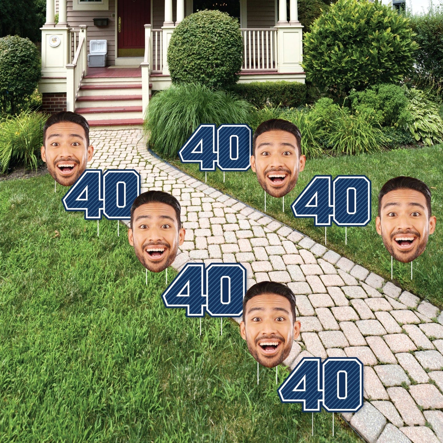 Custom Face Yard Signs - 40th Birthday - 10 Pc