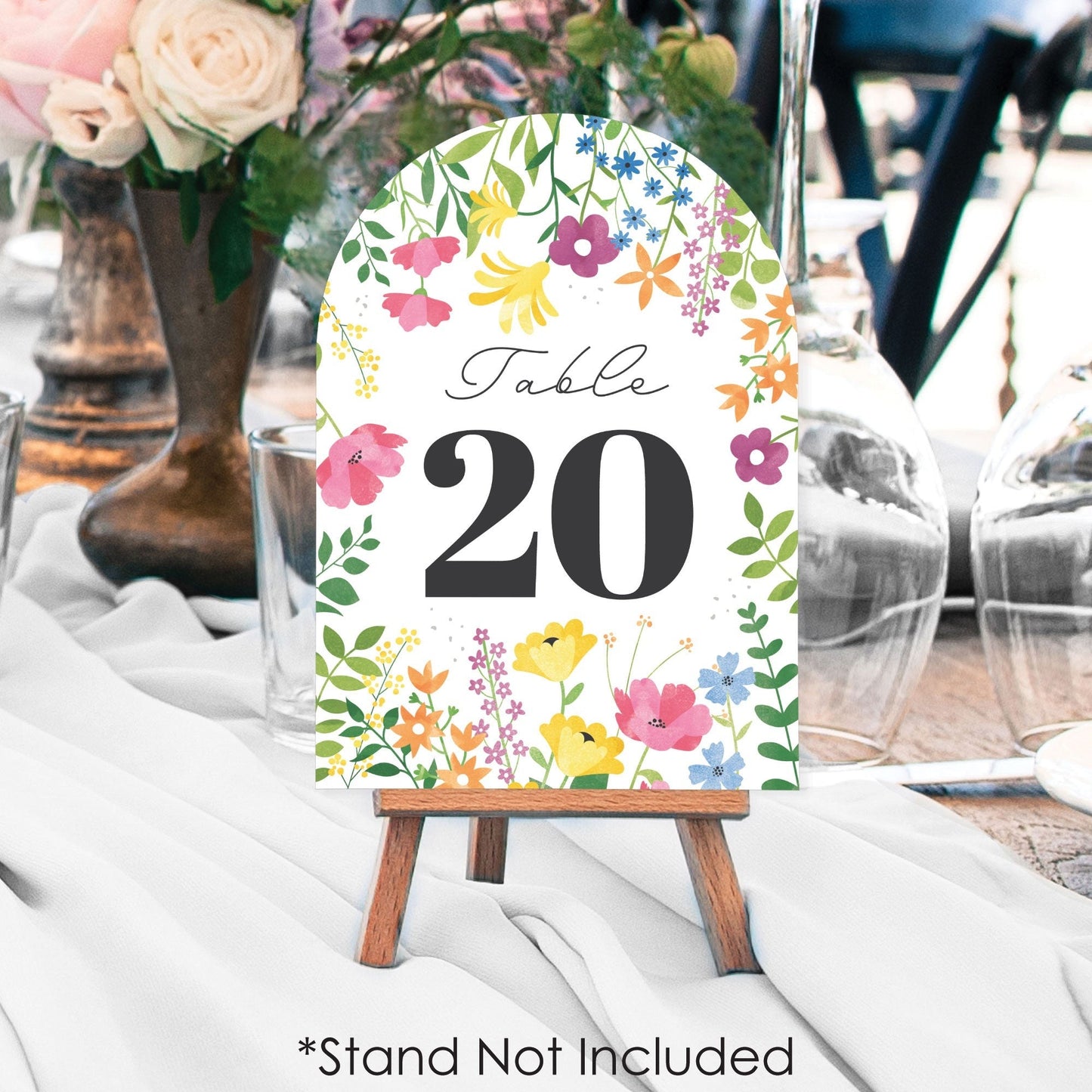 Wildflowers Bride - Boho Floral Bridal Shower and Wedding Party Double-Sided 5 x 7 inches Cards - Table Numbers - 1-20