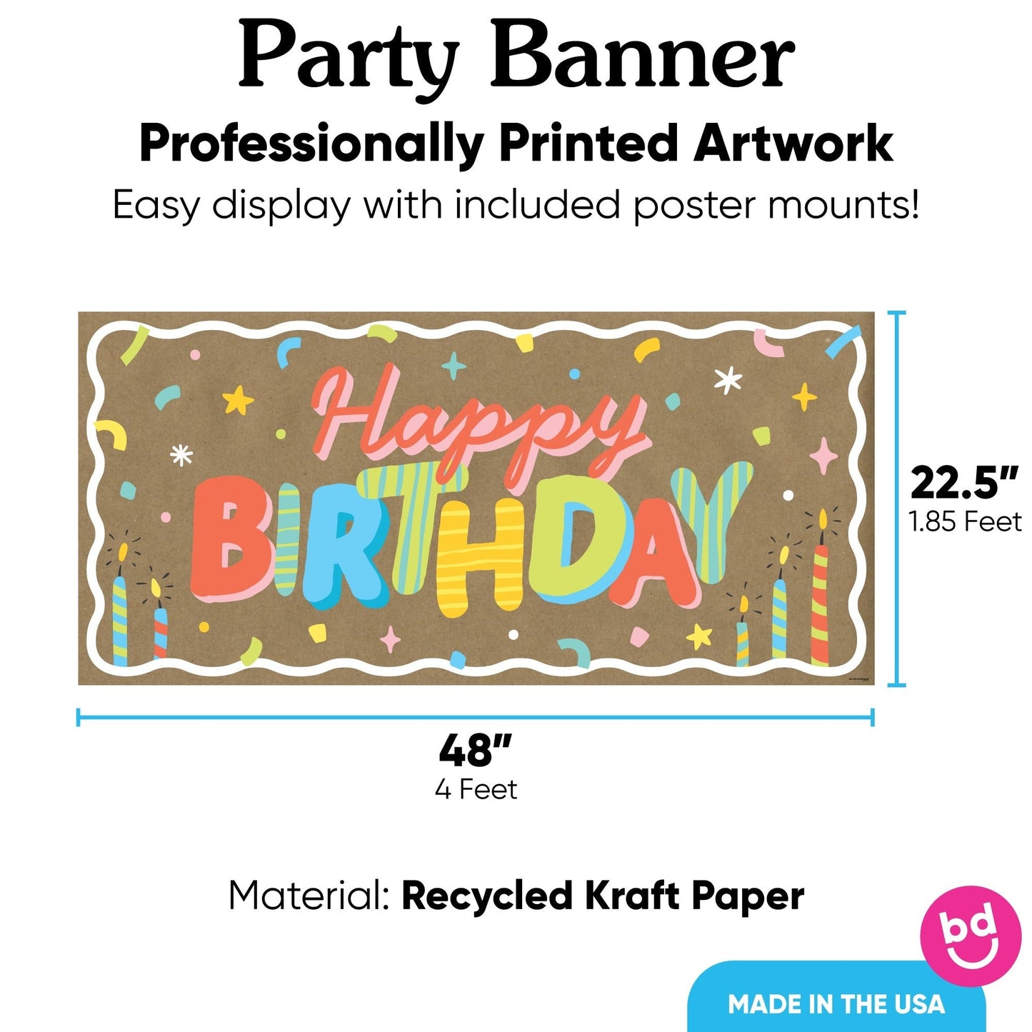 Party Time Birthday Kraft Banner