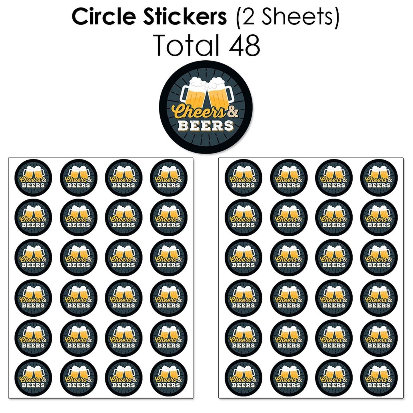 Cheers and Beers Happy Birthday - Mini Candy Bar Wrappers, Round Candy Stickers and Circle Stickers - Candy Favor Sticker Kit - 304 Pieces