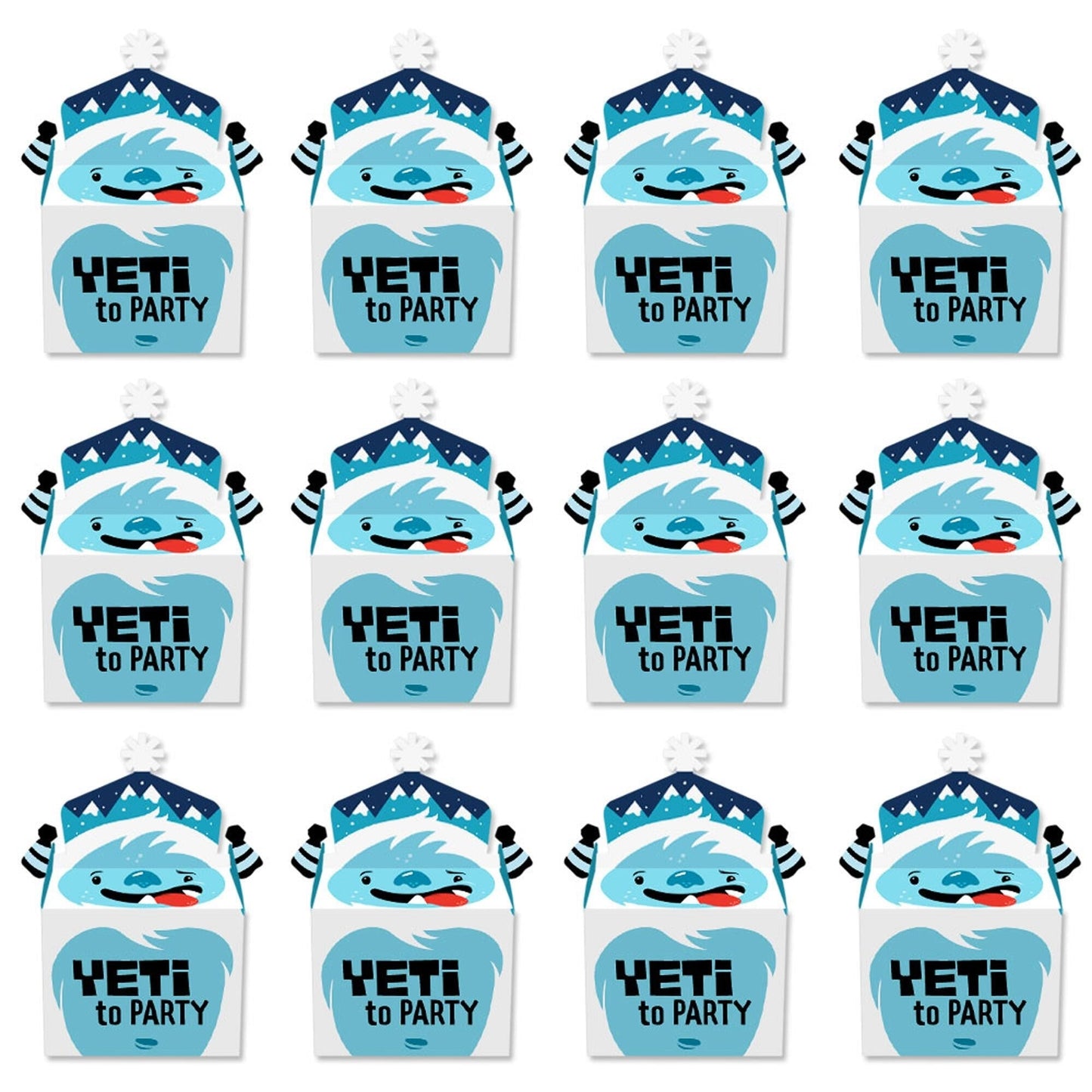 Yeti to Party - Treat Box Party Favors - Abominable Snowman Party or Birthday Party Goodie Gable Boxes - Set of 12