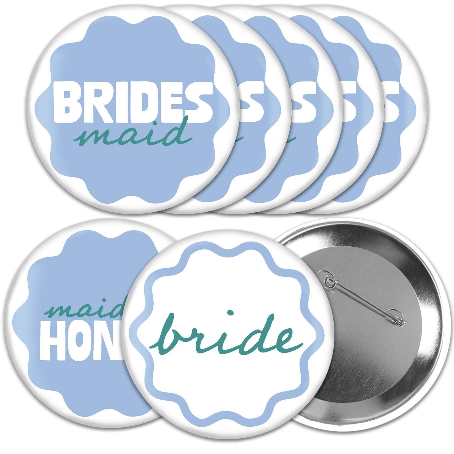 Wavy Bridal Pinback Buttons - 8 Ct