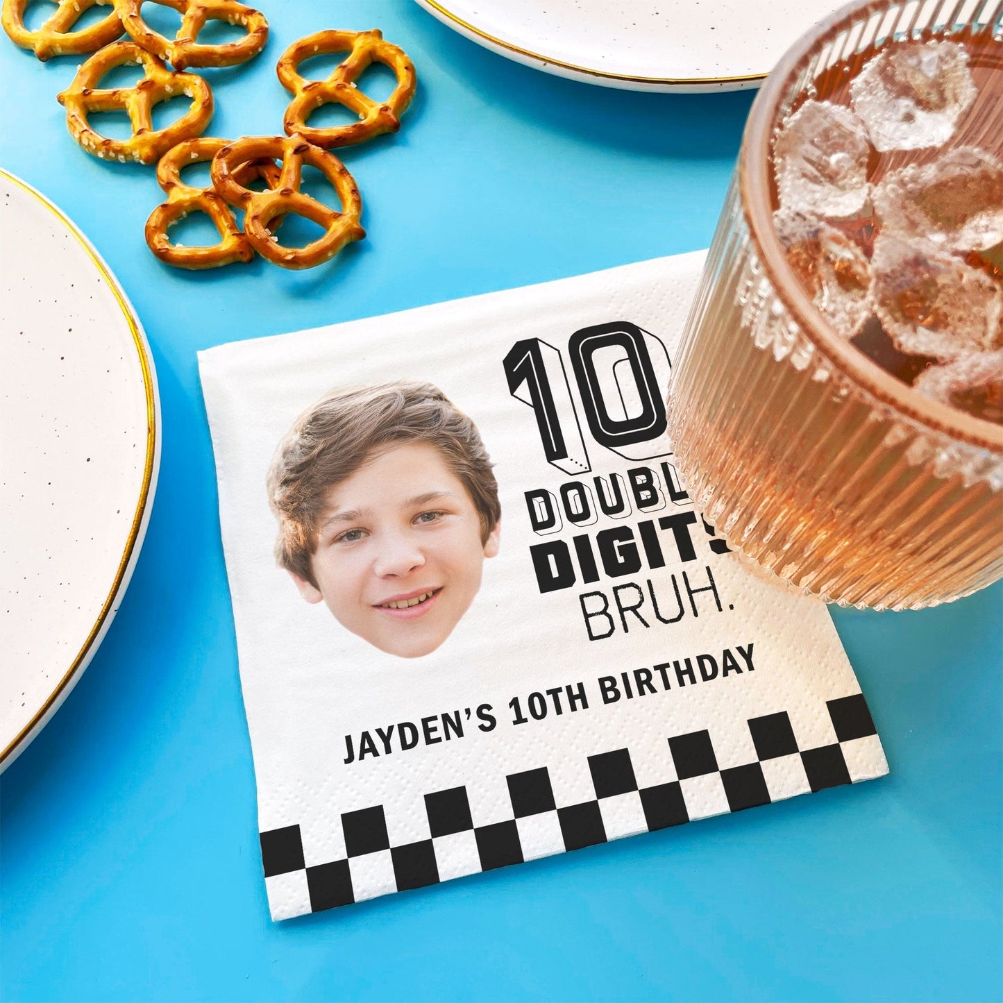 Custom Face Napkins - 10th Birthday Bruh