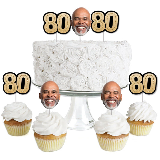 Custom Fun Face 80th Birthday Treat Picks - 24 Ct