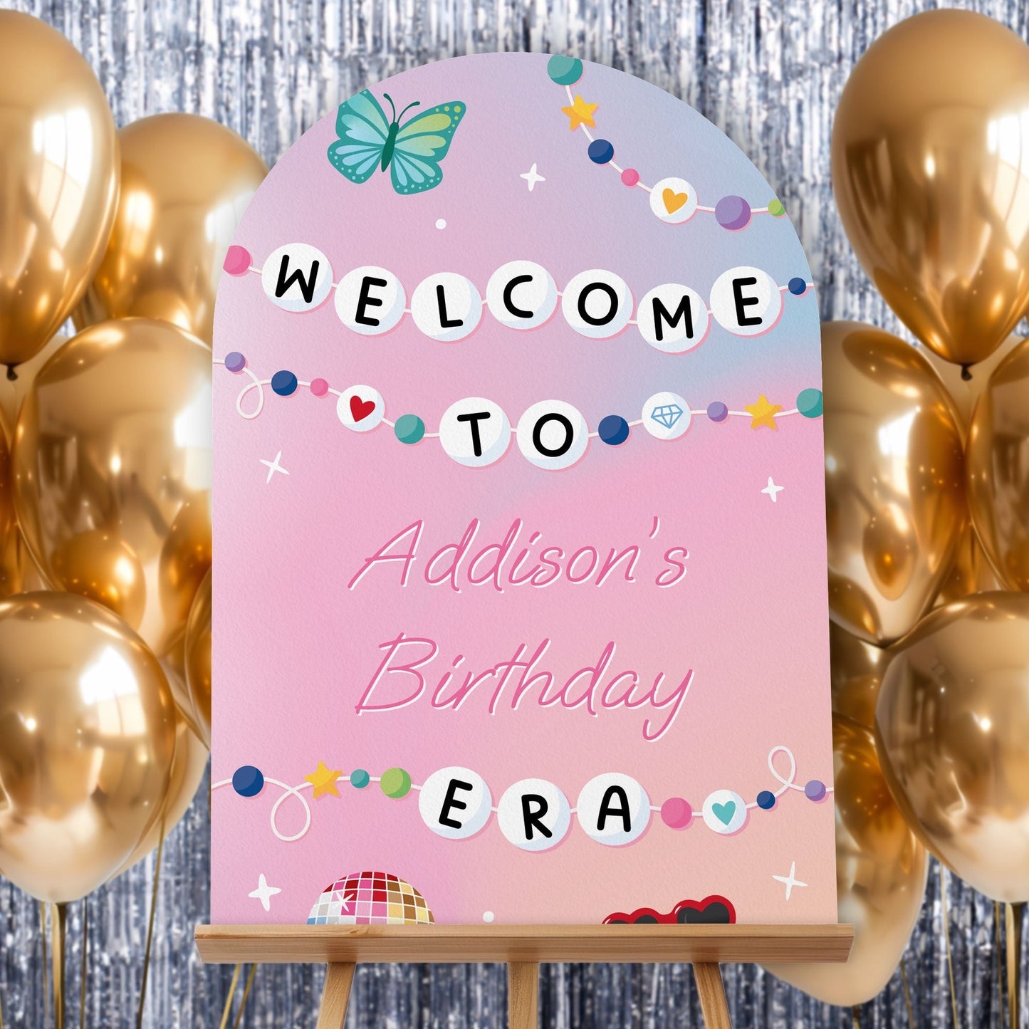 Custom Text In My Party Era Birthday Welcome Sign
