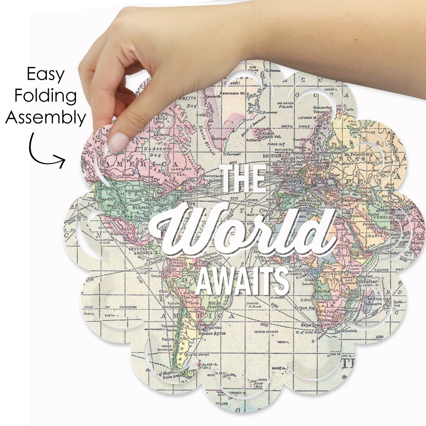 World Awaits - Travel Themed Party Round Table Decorations - Paper Chargers - Place Setting For 12