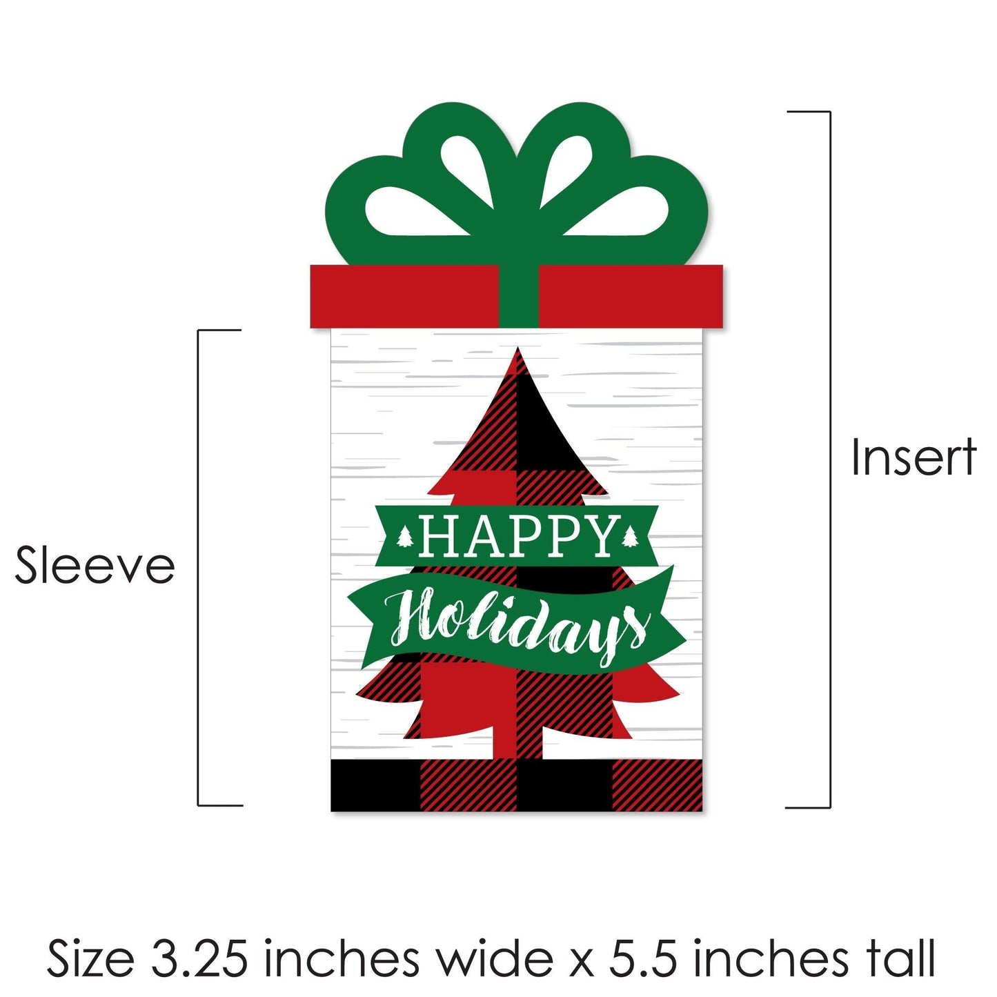Holiday Plaid Trees - Buffalo Plaid Christmas Party Money and Gift Card Sleeves - Nifty Gifty Card Holders - Set of 8