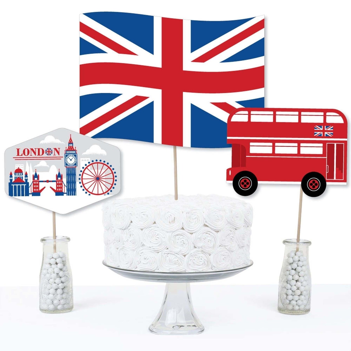 Cheerio, London - British UK Party Centerpiece Sticks - Table Toppers - Set of 15