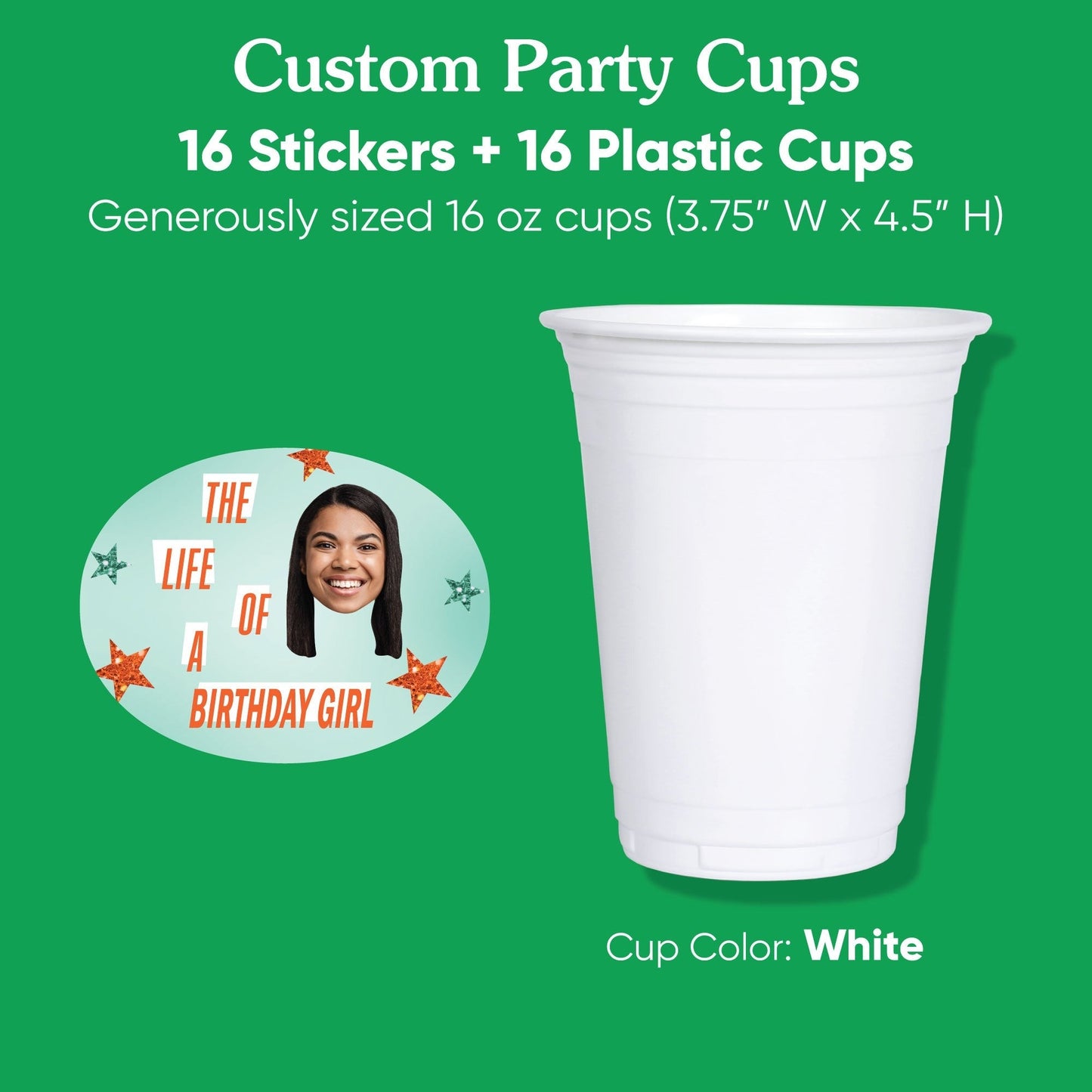 Custom Face Party Cups - The Life of a Party - 16 Ct