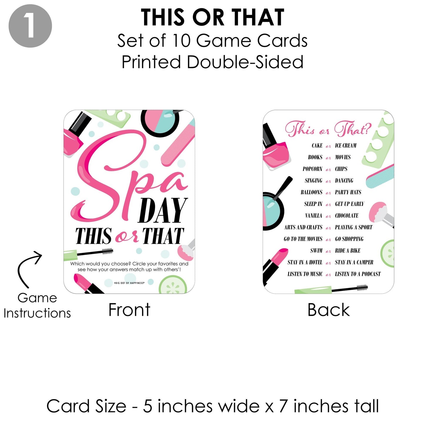 Spa Day - 4 Girls Makeup Party Games - 10 Cards Each - Gamerific Bundle