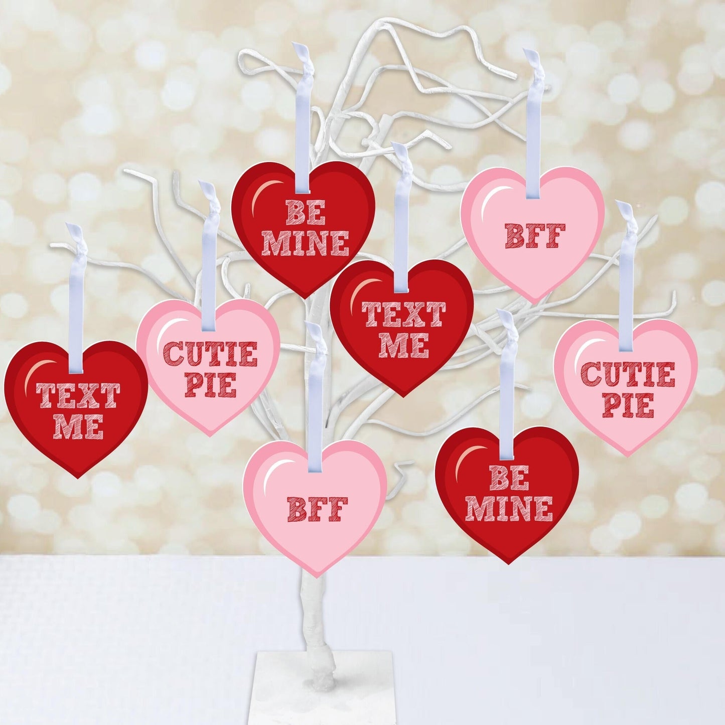 Conversation Hearts - Valentine's Day Decorations - Tree Ornaments - Set of 12