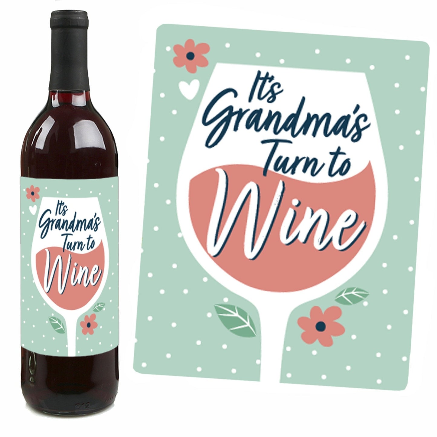 Grandma, Happy Mother's Day - We Love Grandmother Decorations for Women - Wine Bottle Label Stickers - Set of 4