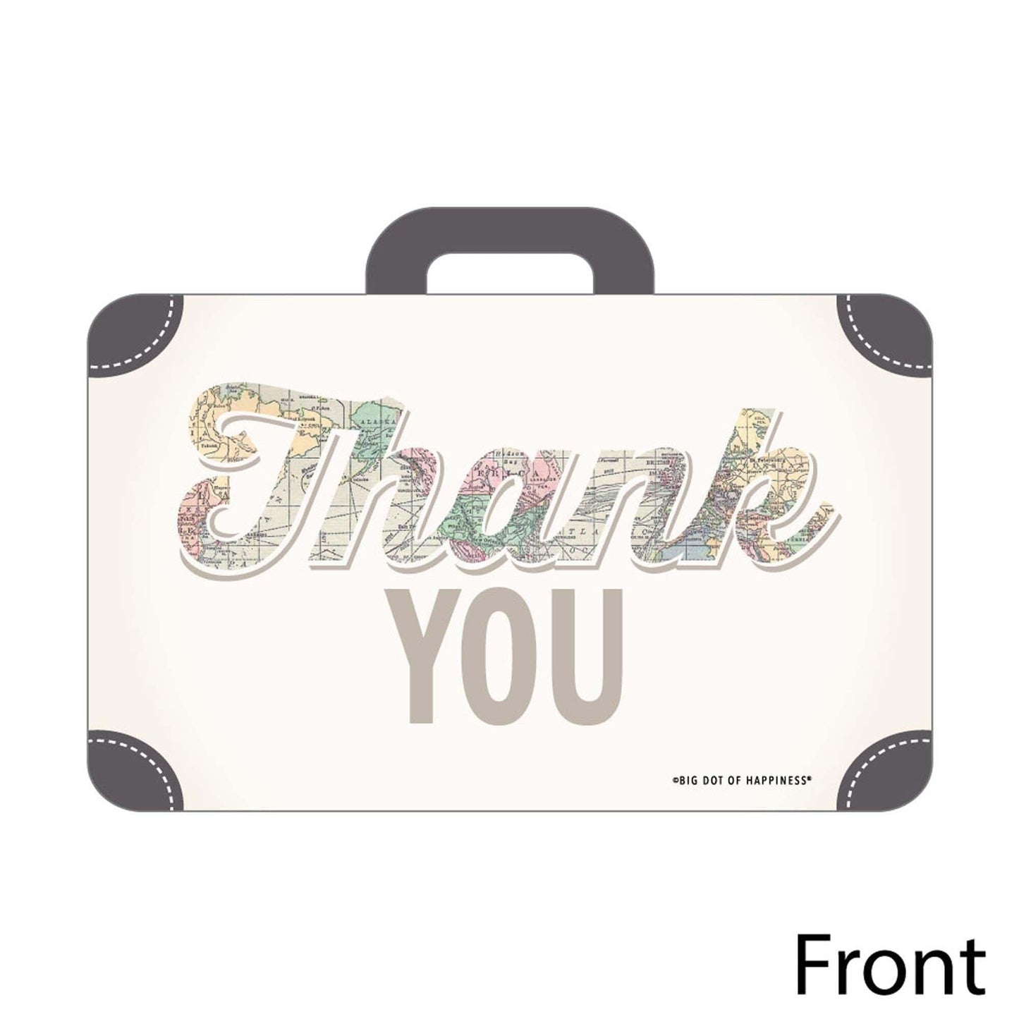World Awaits - Shaped Thank You Cards - Travel Themed Party Thank You Note Cards with Envelopes - Set of 12