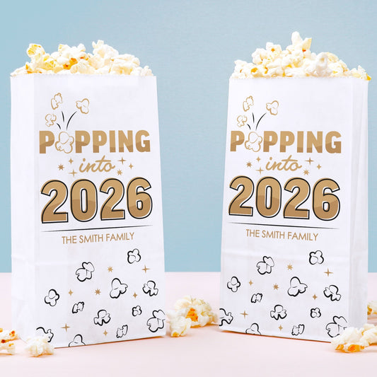 Custom Text Popcorn Bags - Hello New Year - 25 Ct
