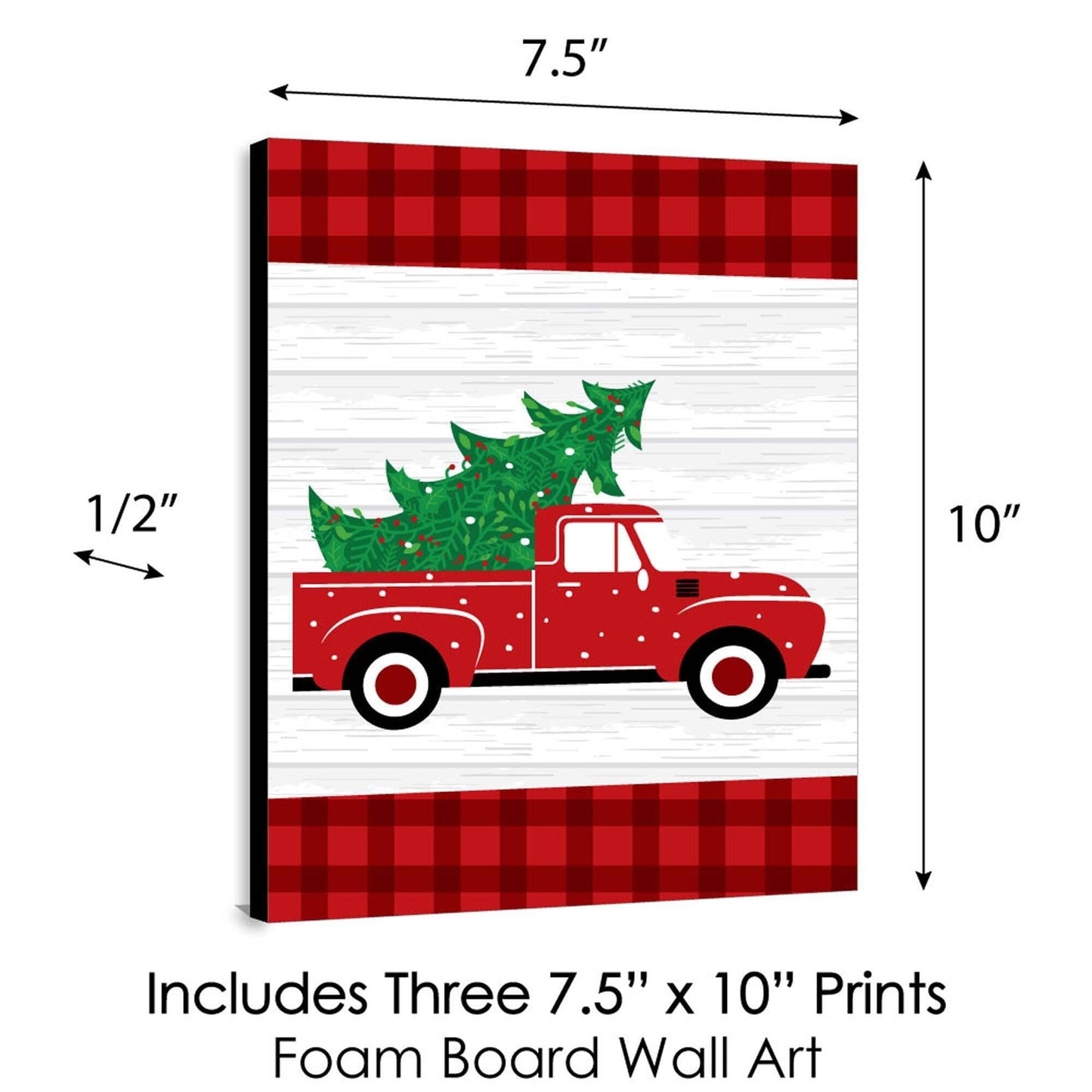 Merry Little Christmas Tree - Christmas Wall Art and Holiday Decorations - 7.5 x 10 inches - Set of 3 Prints