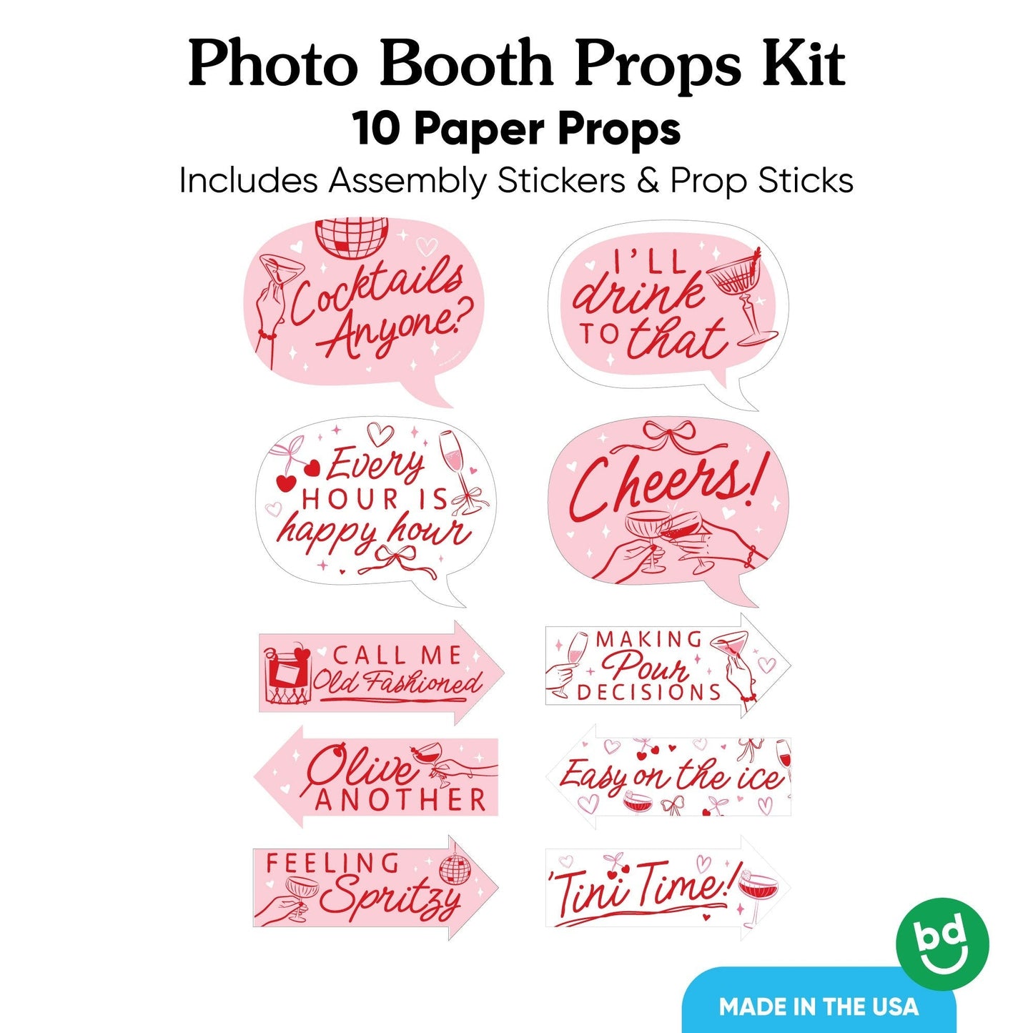 Drinks with the Girls Funny Photo Props - 10 Ct