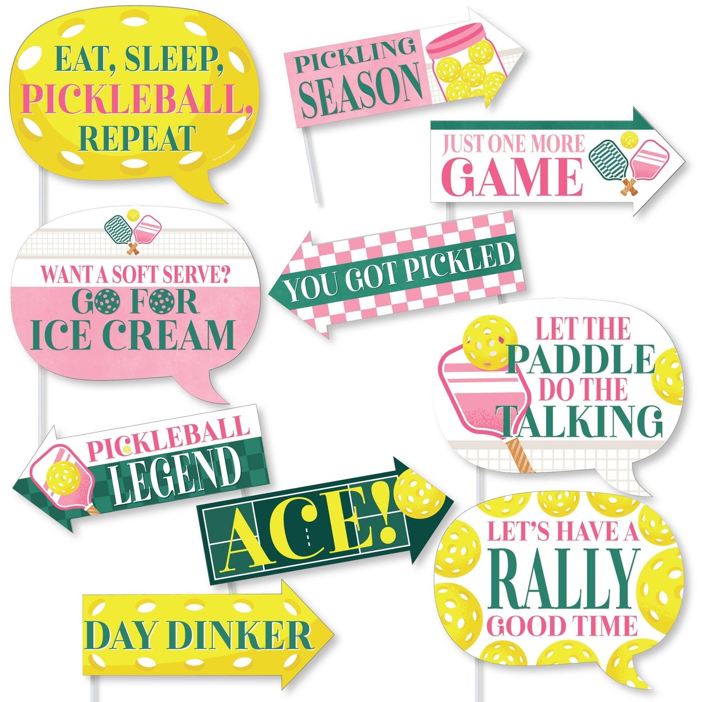 Pink Pickleball Funny Photo Props - 10 Ct