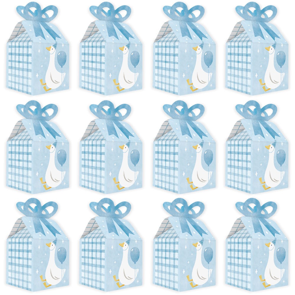 One Silly Goose Blue Bow Boxes - 12 Ct