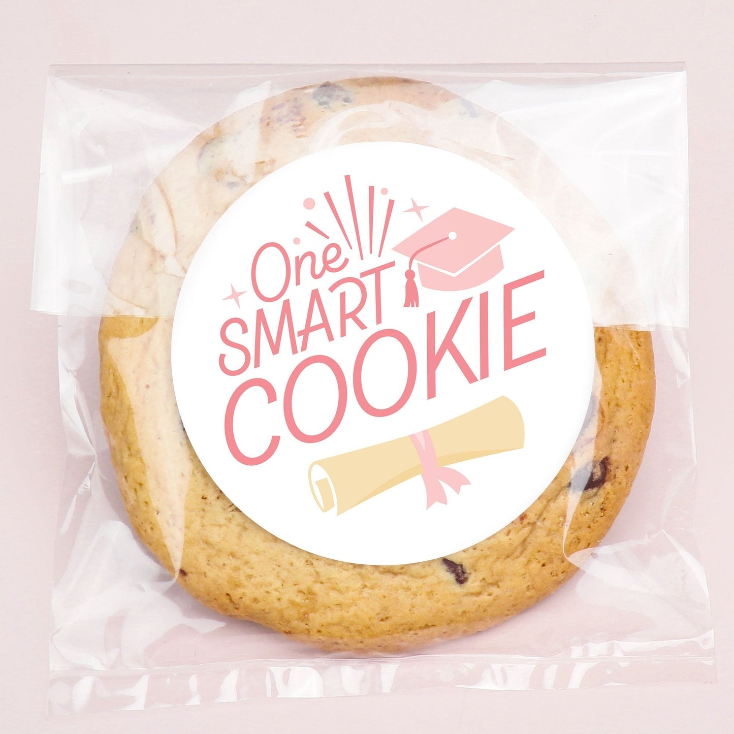 Pink Grad Stickers & Clear Cookie Bags - 25 Ct