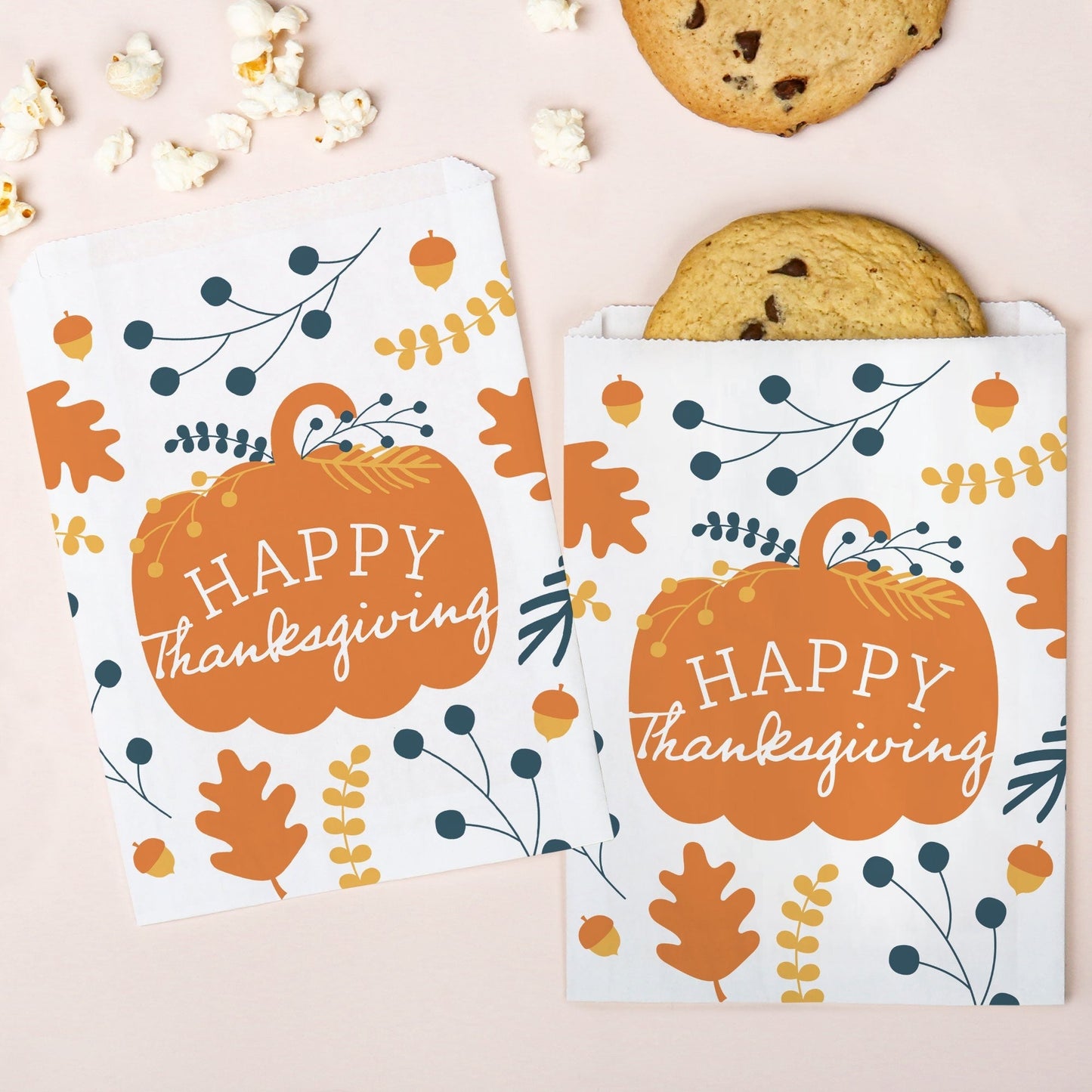 Paper Treat Bags - Happy Thanksgiving - 25 Ct