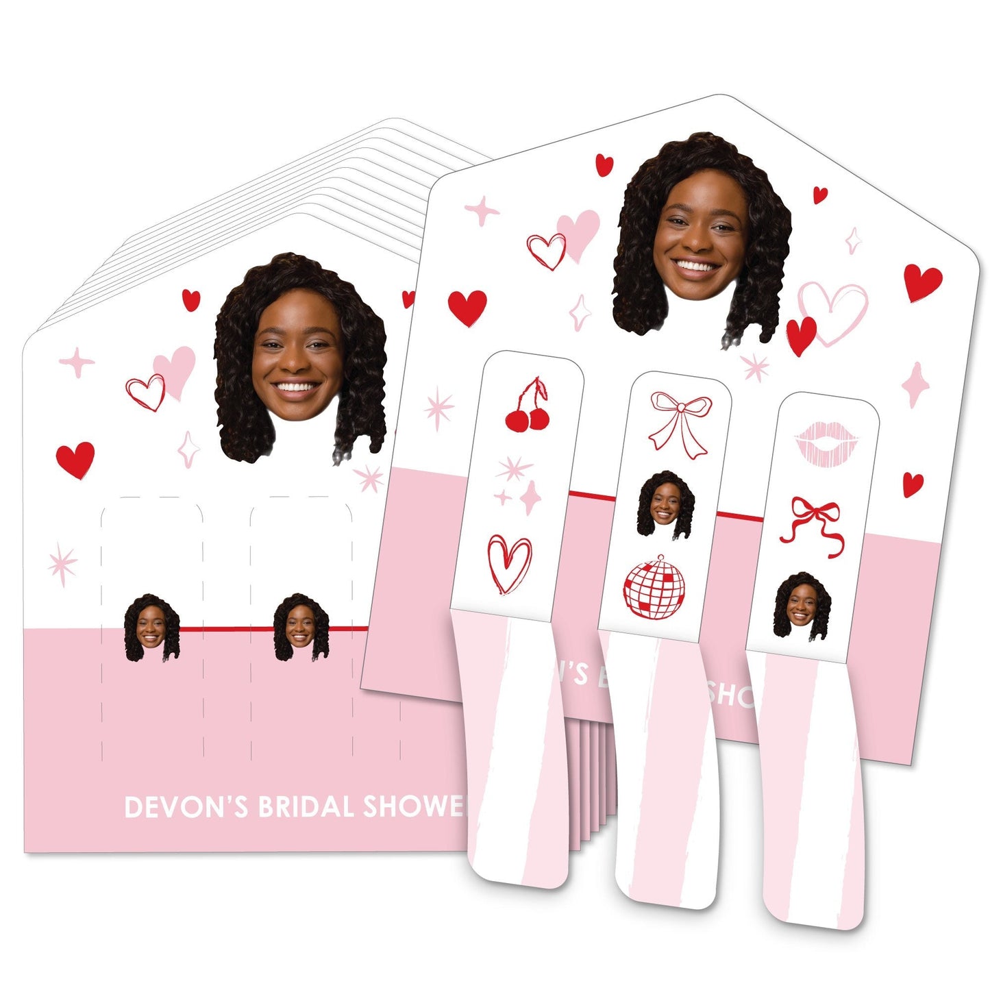 Custom Face Pink & Red Hearts Pull Tab Game