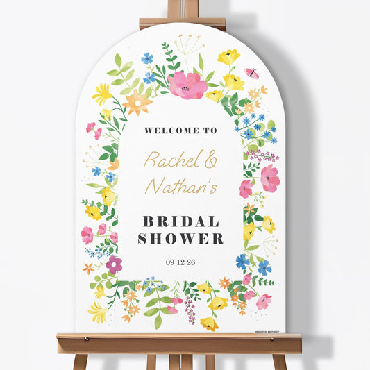 Personalized Text Wildflowers Bridal Shower Welcome Sign (Select Your Size)