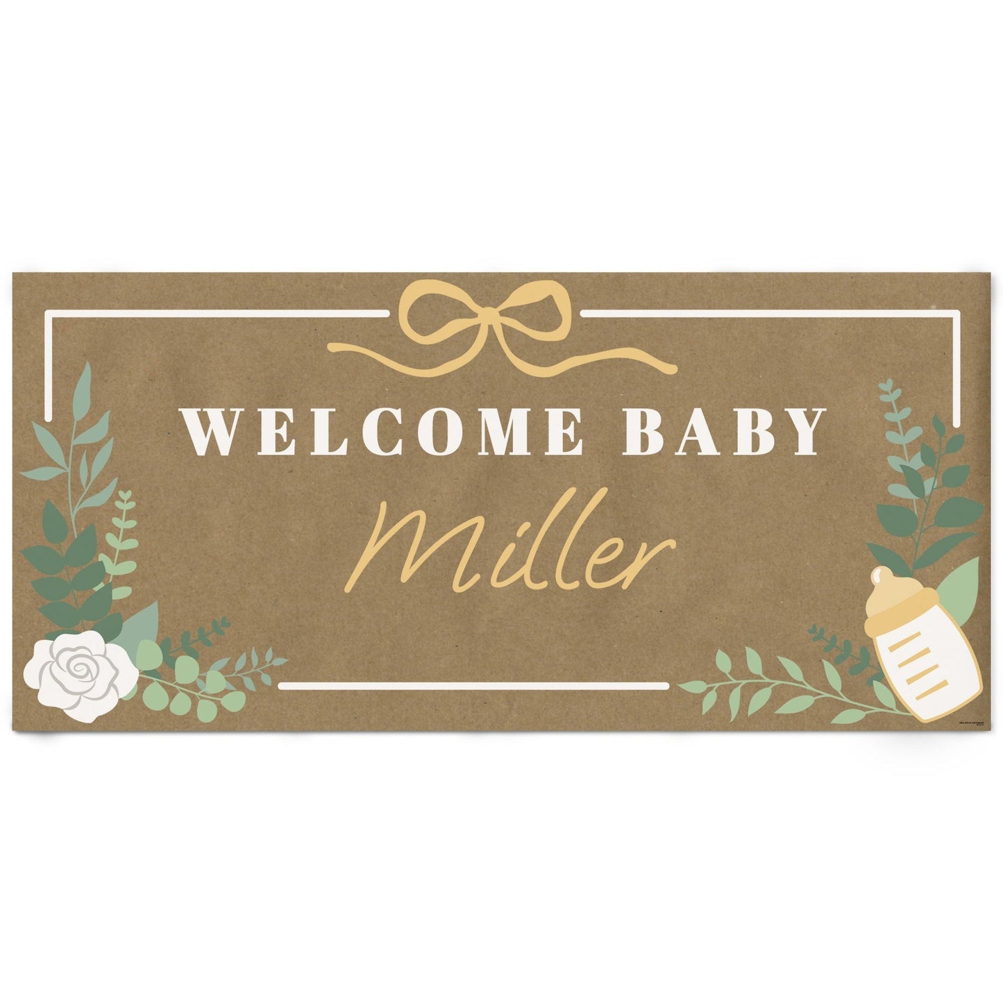 Custom Text Boho Botanical Baby Shower Kraft Banner