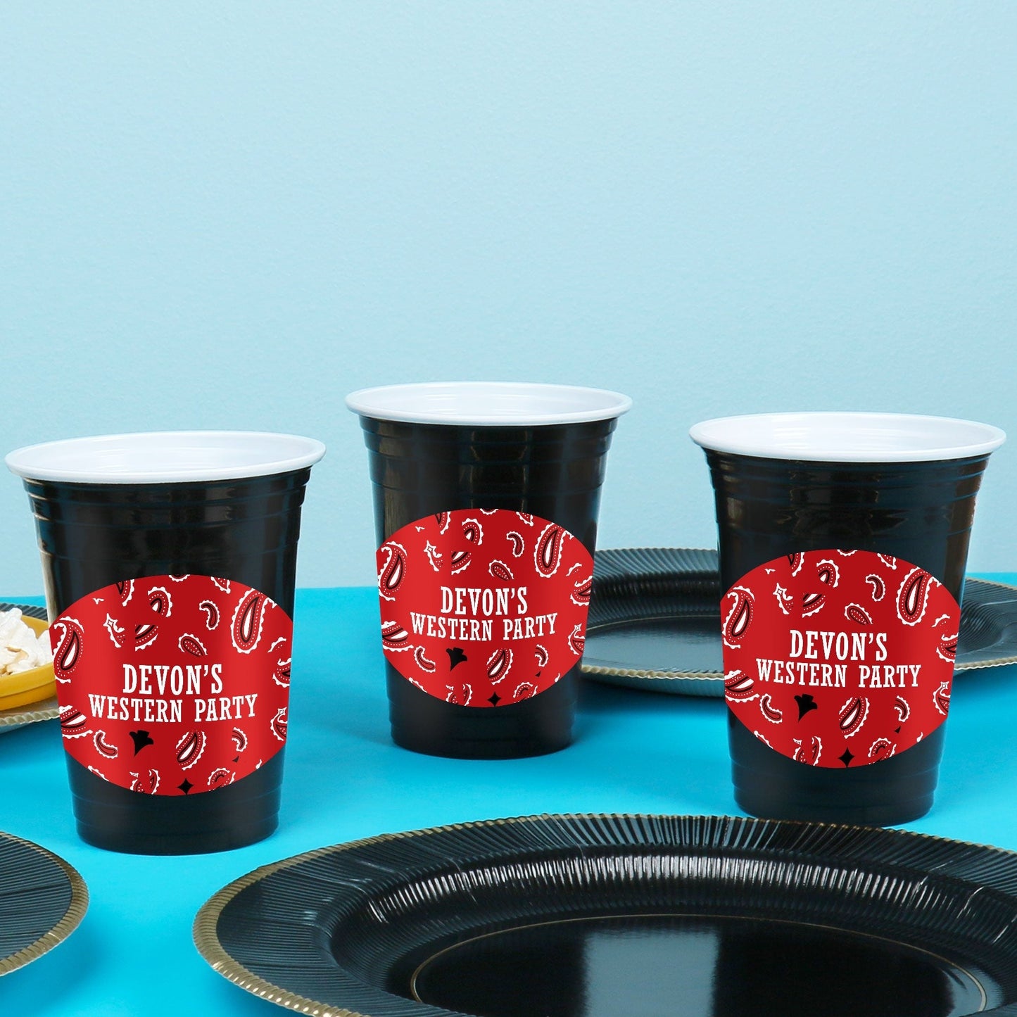 Custom Text Party Cups - Western Hoedown - 16 Ct