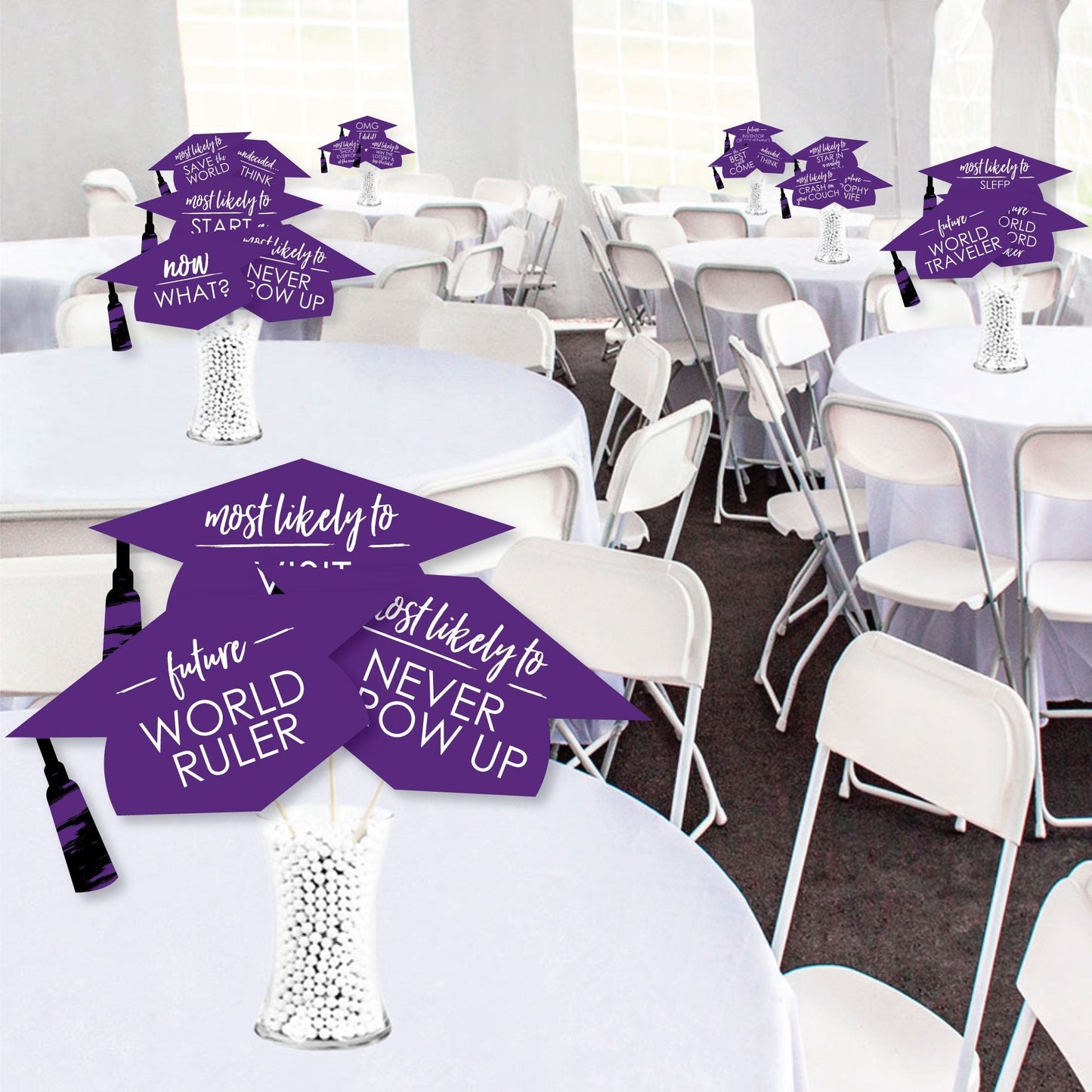 Hilarious Purple Grad - Best is Yet to Come - Graduation Party Photo Booth Props or Table Toppers - 20 Count