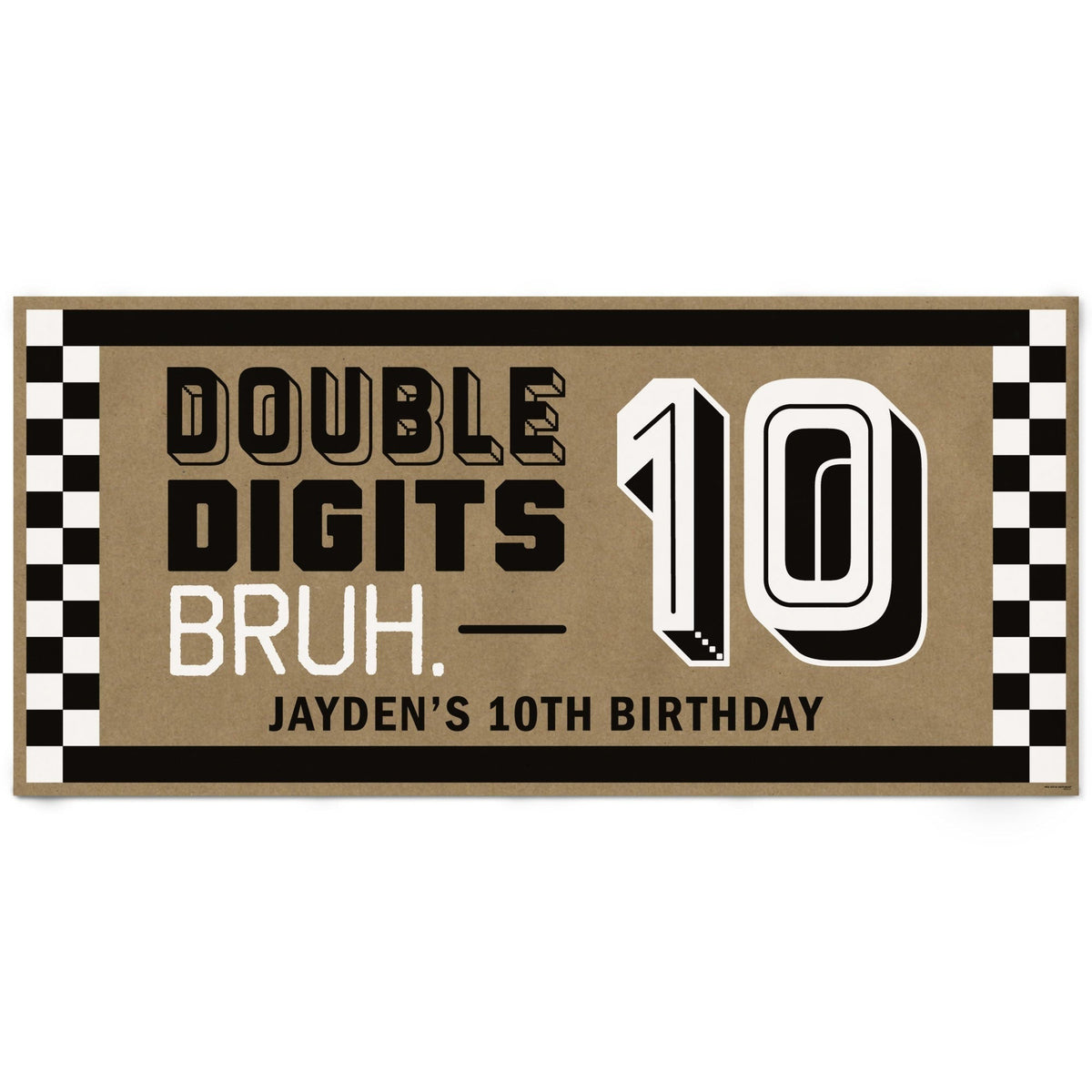 Custom Text 10th Birthday Bruh Kraft Banner