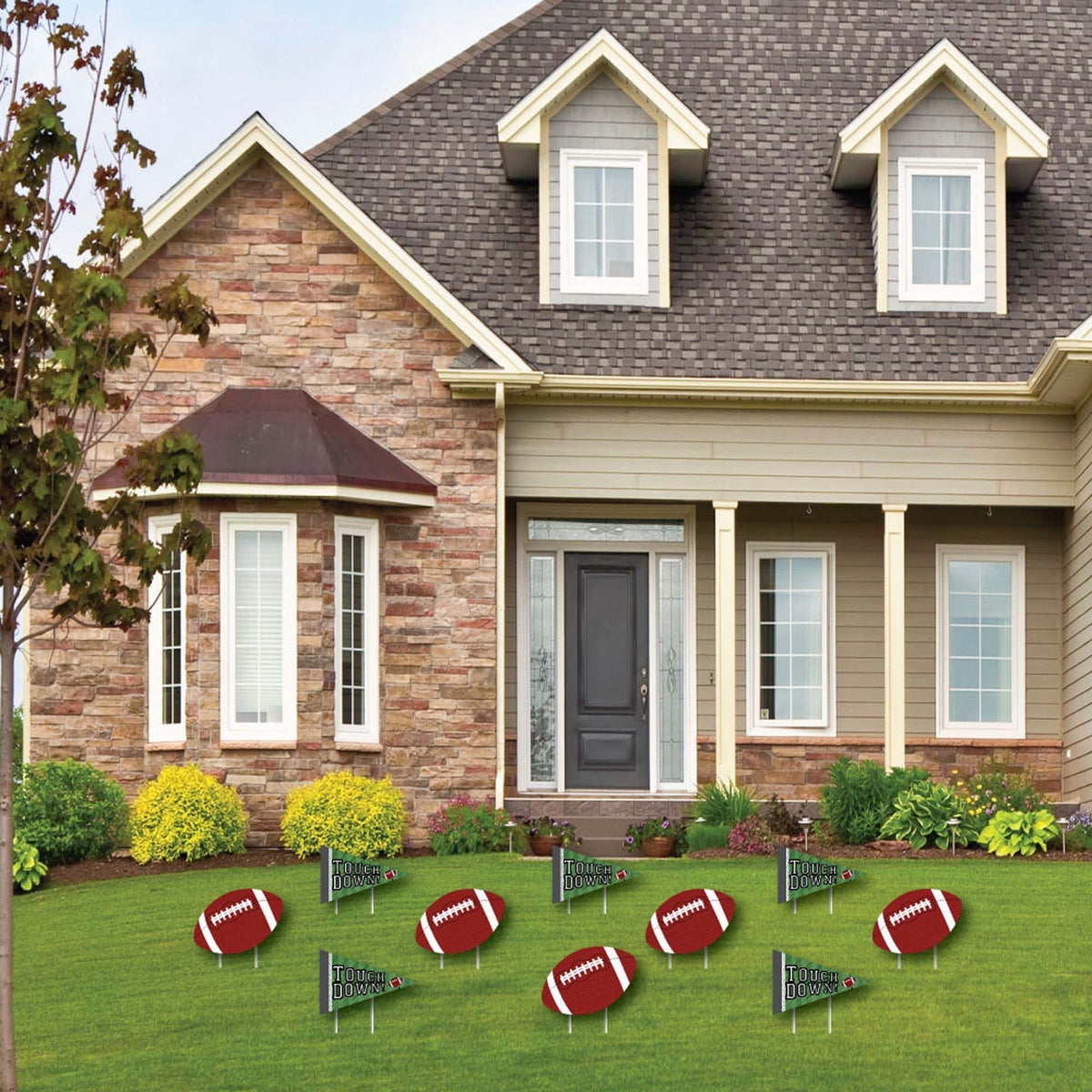End Zone - Football - Lawn Decorations - Outdoor Baby Shower or Birthday Party Yard Decorations - 10 Piece