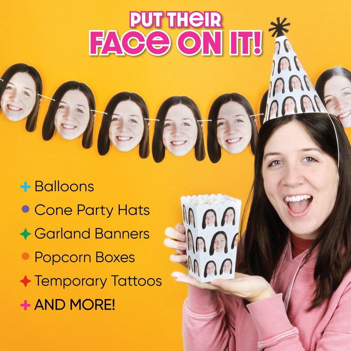 Custom Photo 100th Birthday Cone Hat - 8 Ct