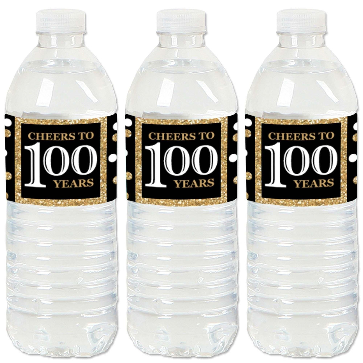 100th Birthday Party Water Bottle Sticker Labels - Set of 20