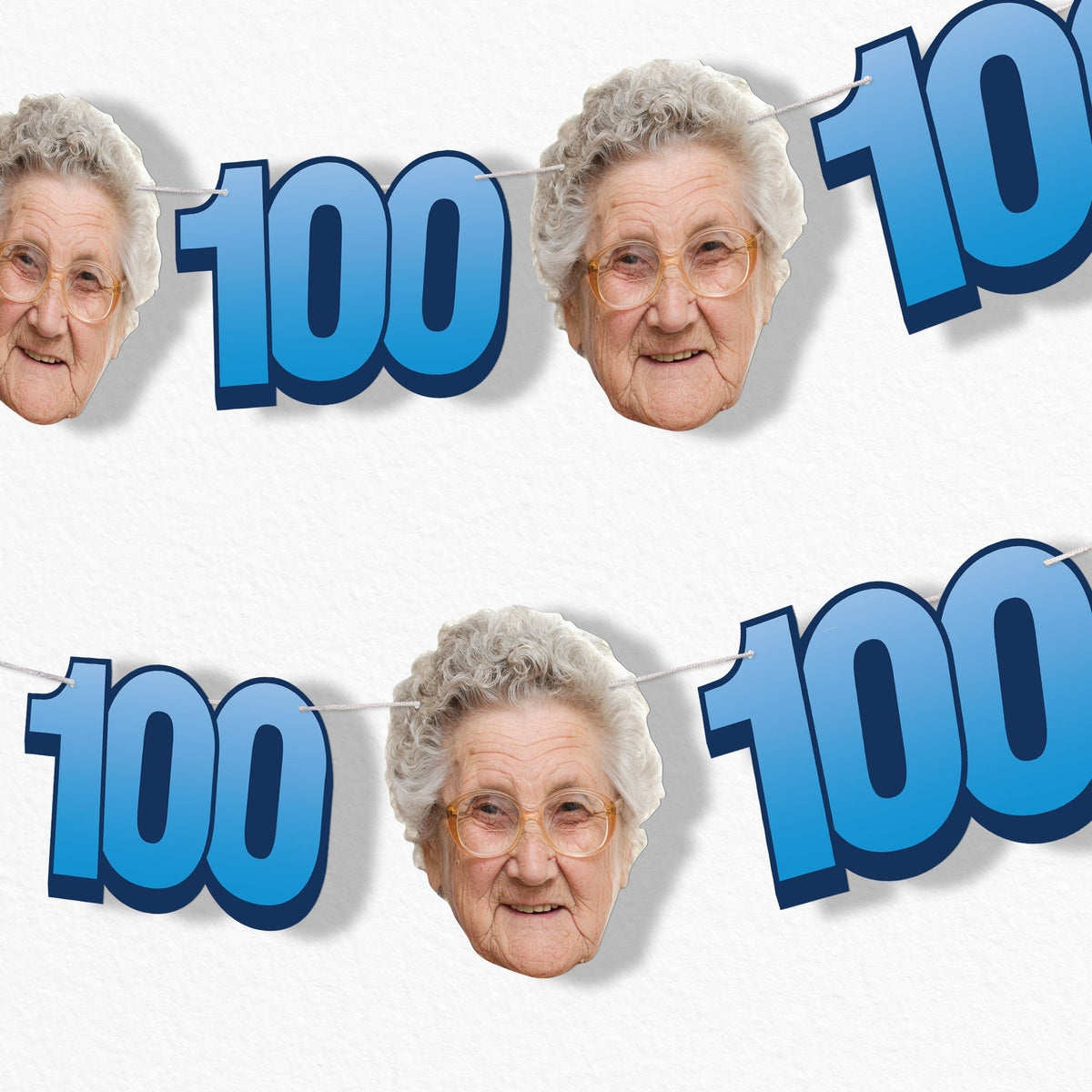 Custom Face 100th Birthday Garland Banner