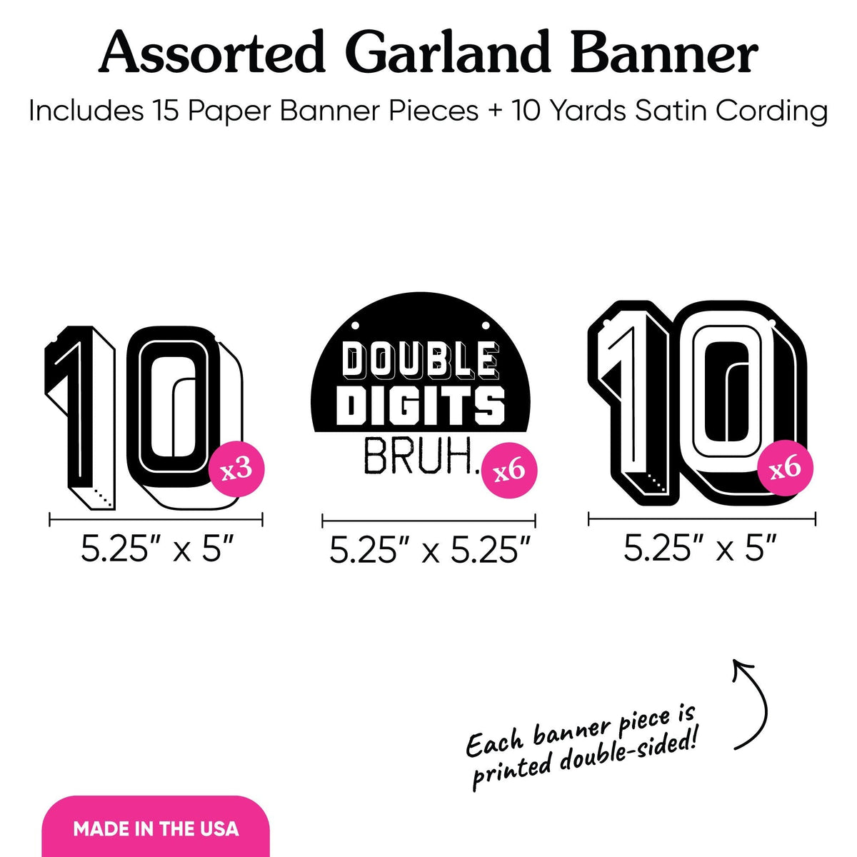 10th Birthday Bruh Garland Banner - 15 Pc