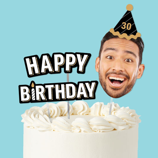 Custom Photo Happy Birthday Cake Topper - 3 Pc