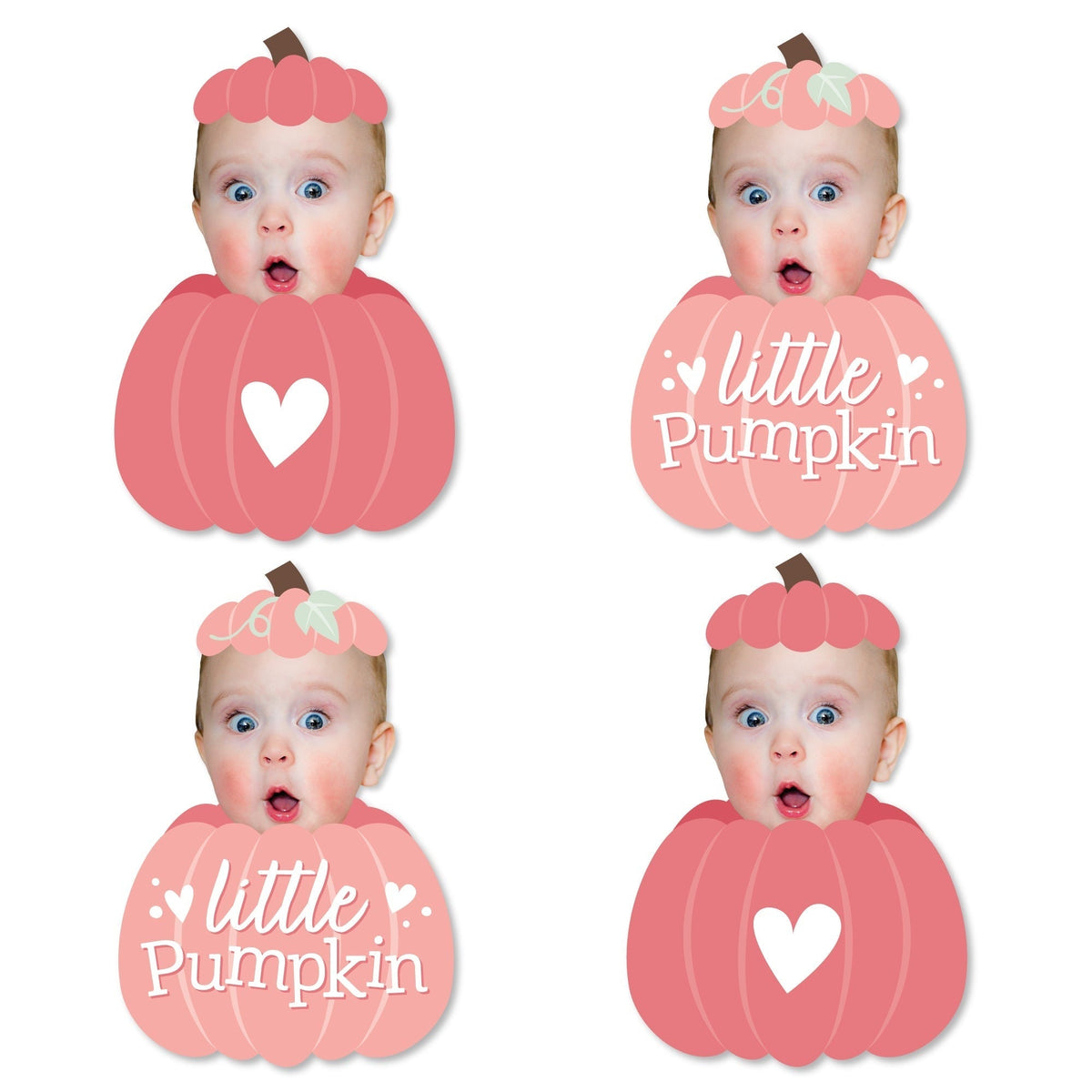 Custom Photo Girl Little Pumpkin - Fall Birthday Party DIY Shaped Fun Face Cut-Outs - 24 Count