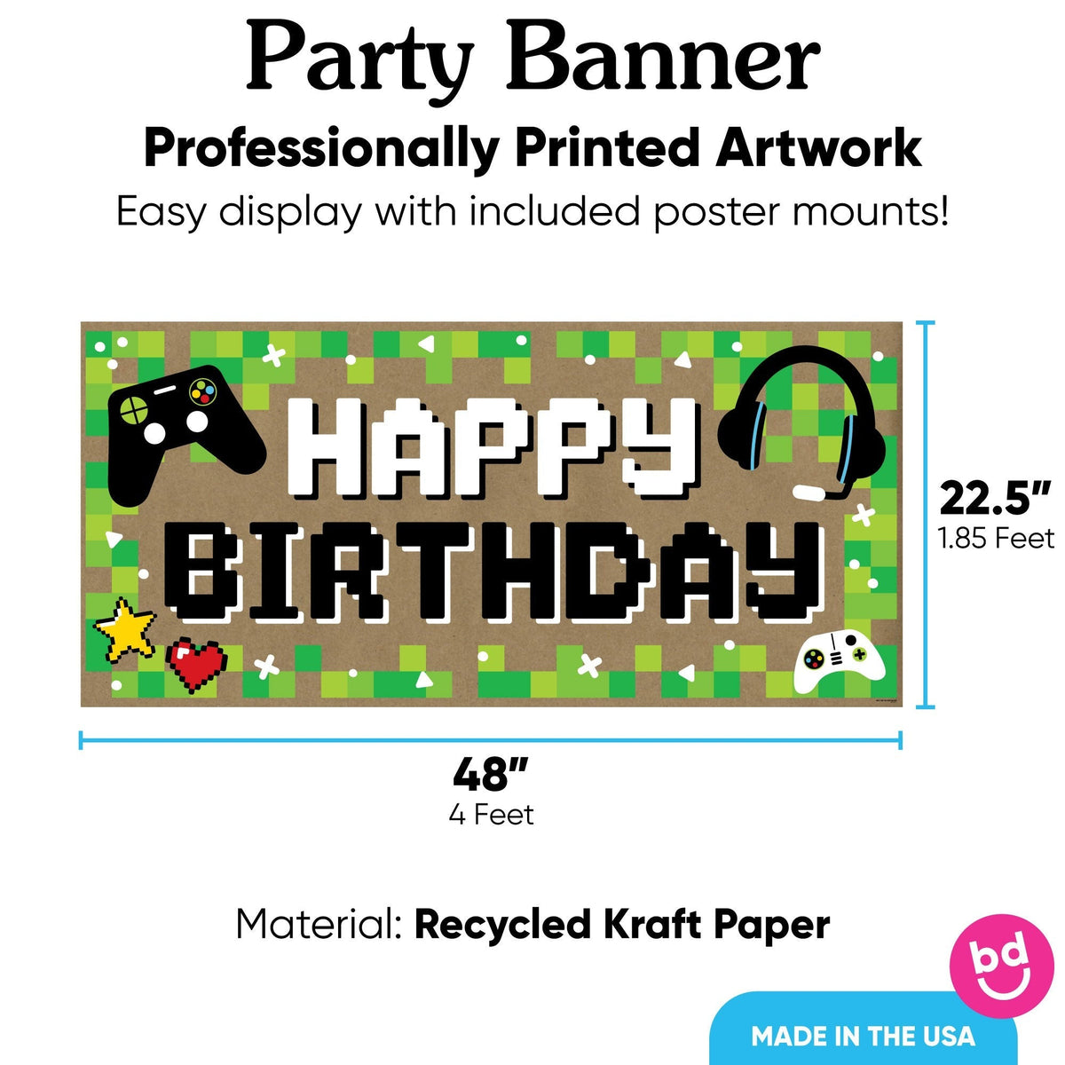 Game Zone Birthday Kraft Banner