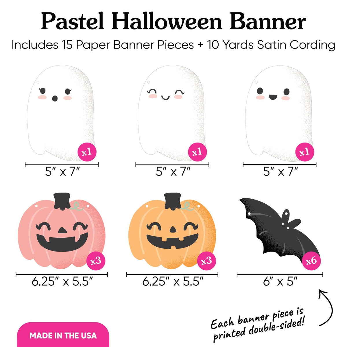 Pastel Halloween Garland Banner - 15 Pc