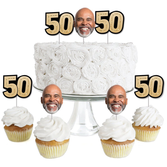 Custom Fun Face 50th Birthday Treat Picks - 24 Ct
