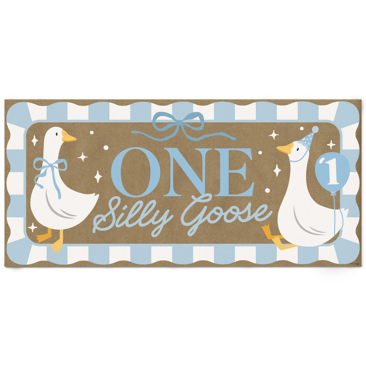 One Silly Goose Blue Kraft Banner