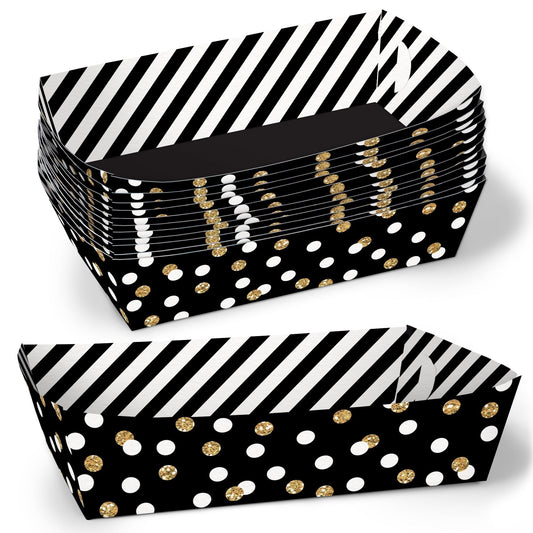 Black & Gold Party Paper Food Trays