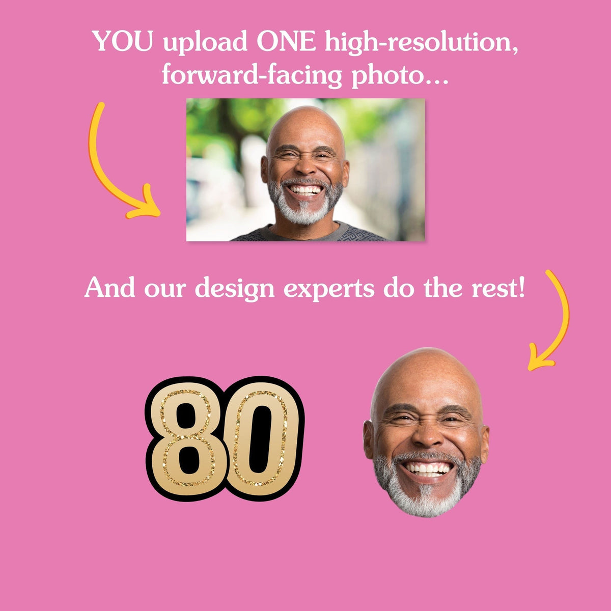 Custom Photo 80th Birthday Cut-Outs - 24 Ct