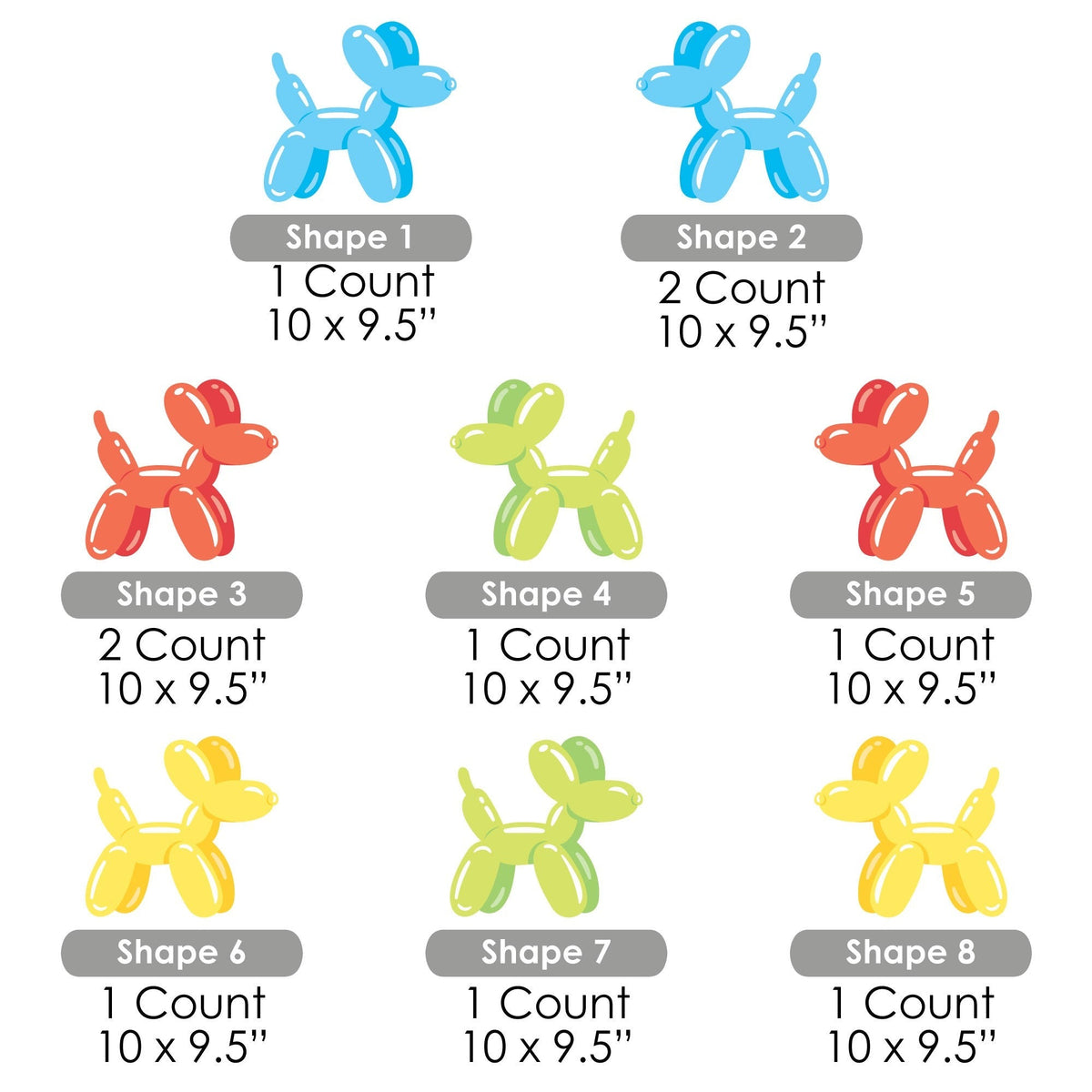 Balloon Animals - Lawn Decorations - Outdoor Happy Birthday Party Yard Decorations - 10 Piece
