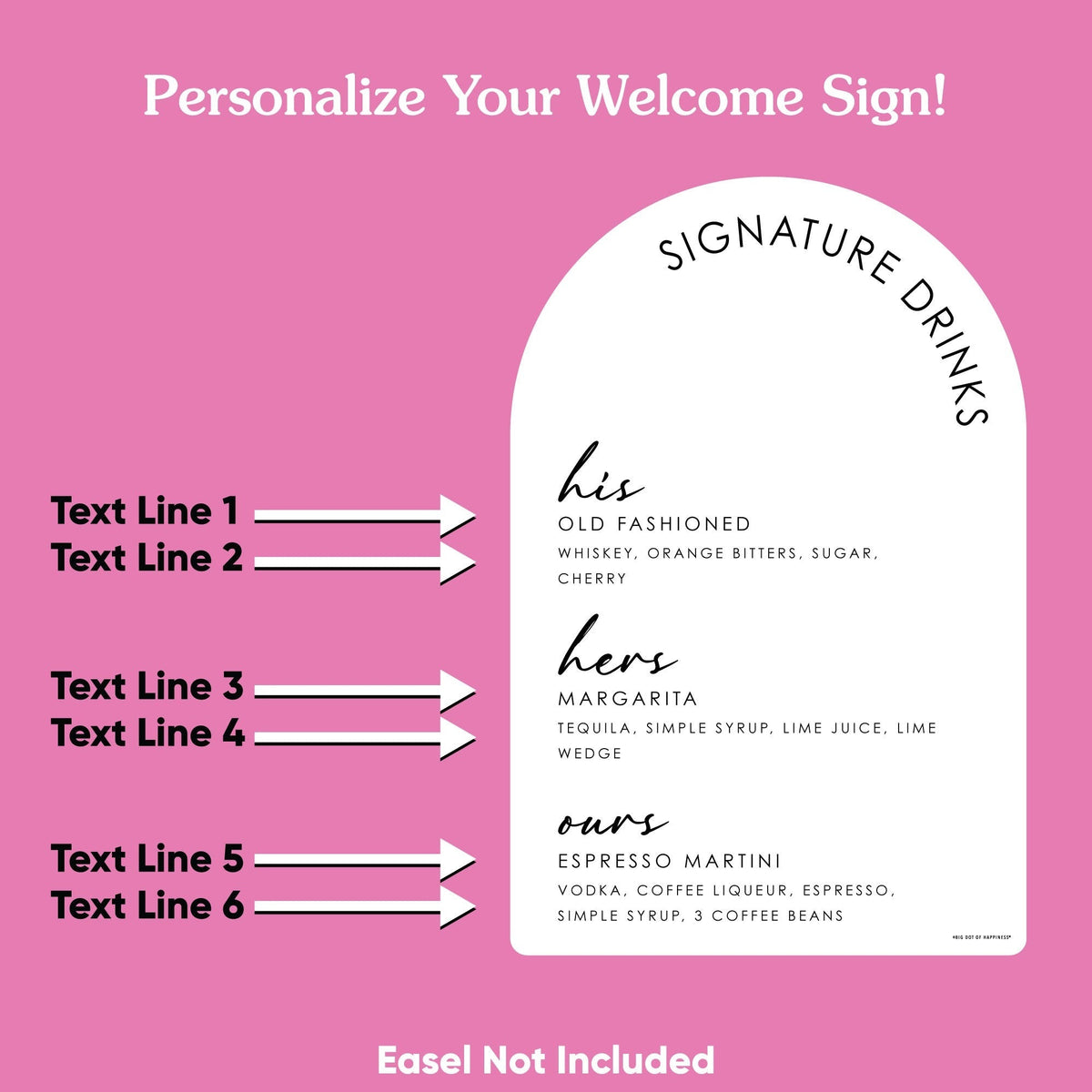 Personalized Signature Drink Menu Wedding Sign (Select Your Size)