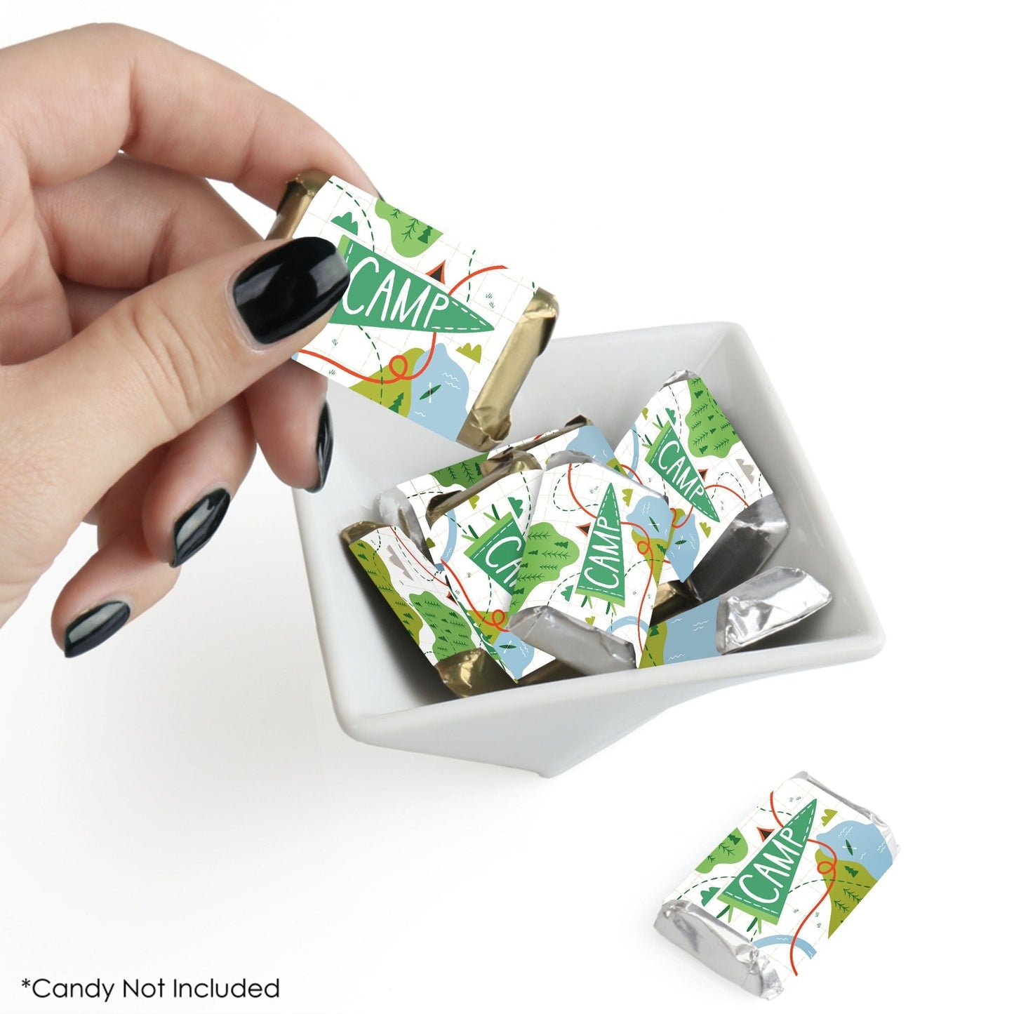 Camping Mini Candy Bar Wrapper Stickers - 40 Ct