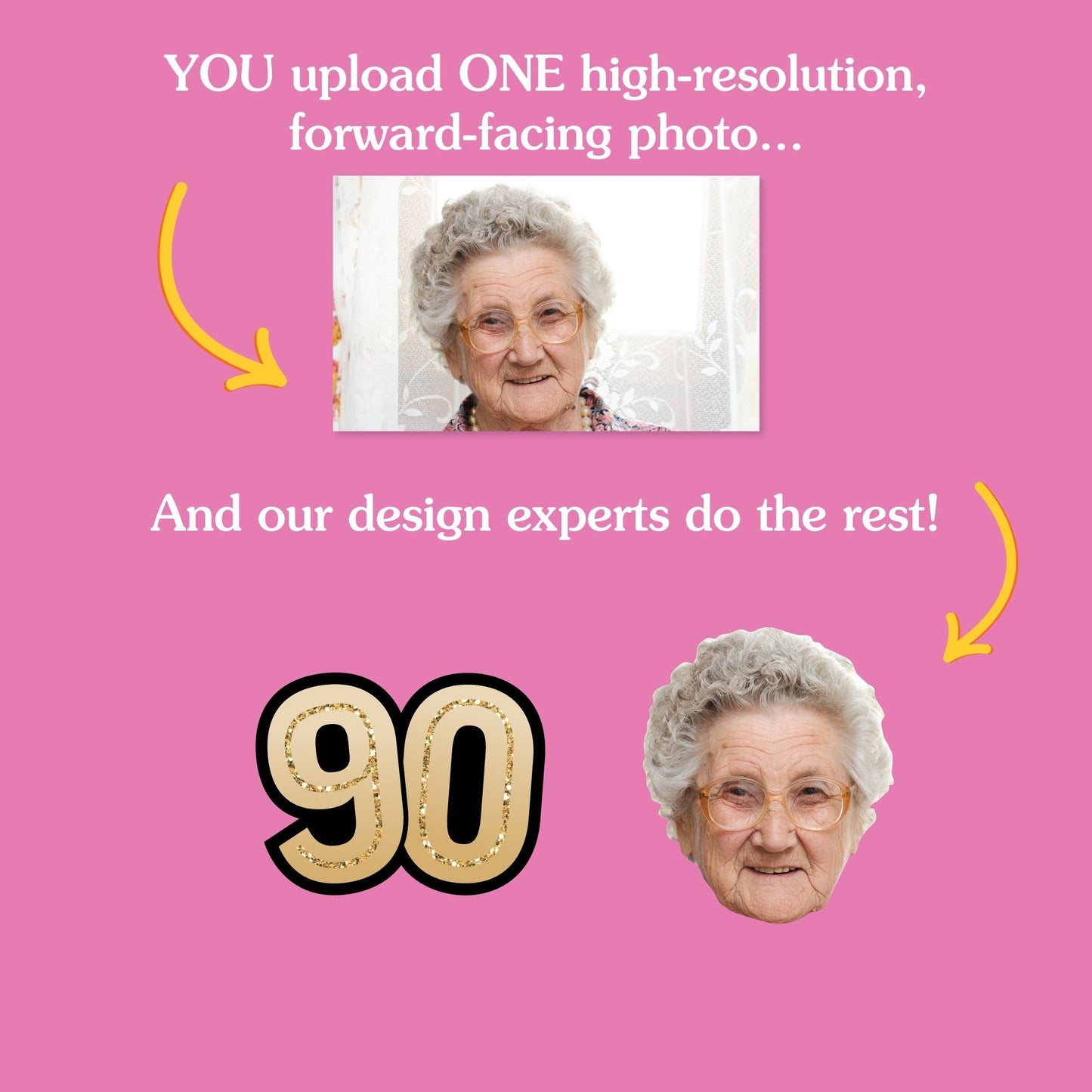 Custom Photo 90th Birthday Cut-Outs - 24 Ct