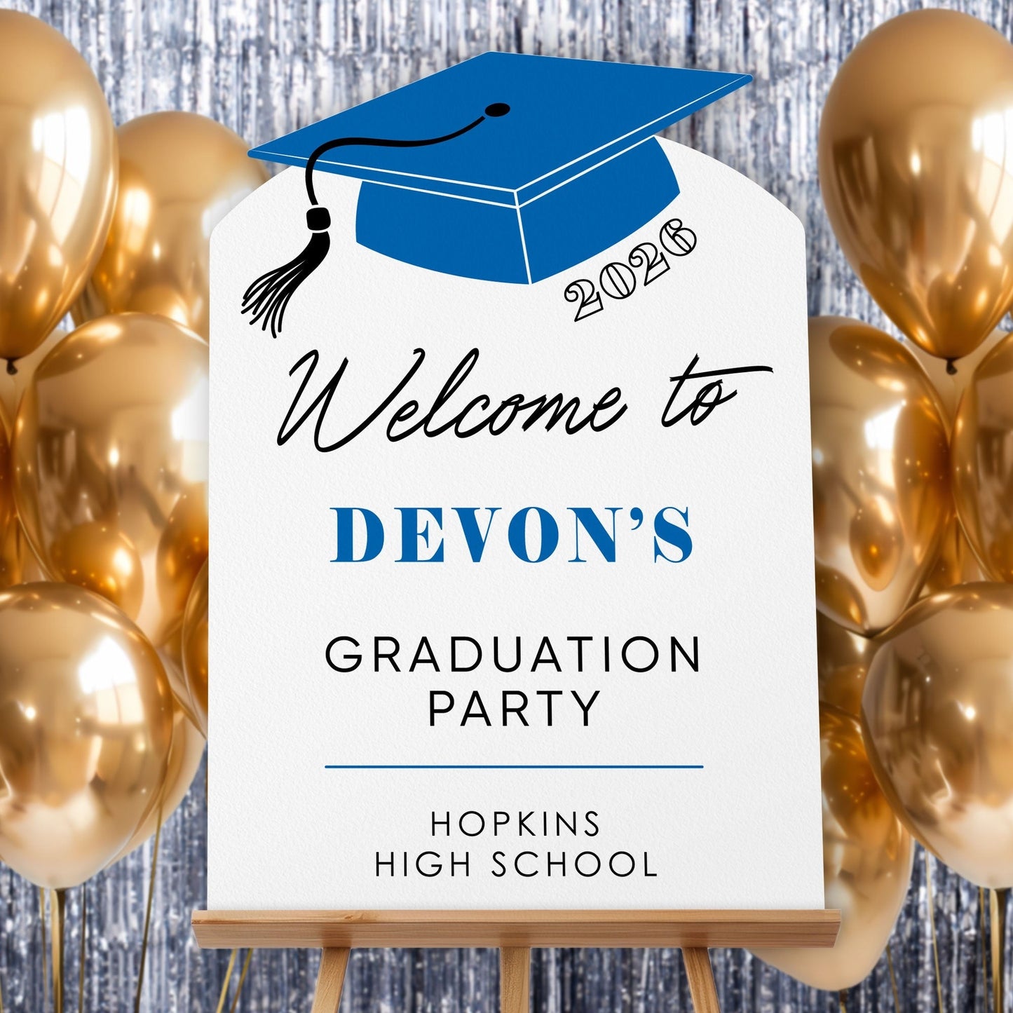 Custom Text Blue Grad Welcome Sign