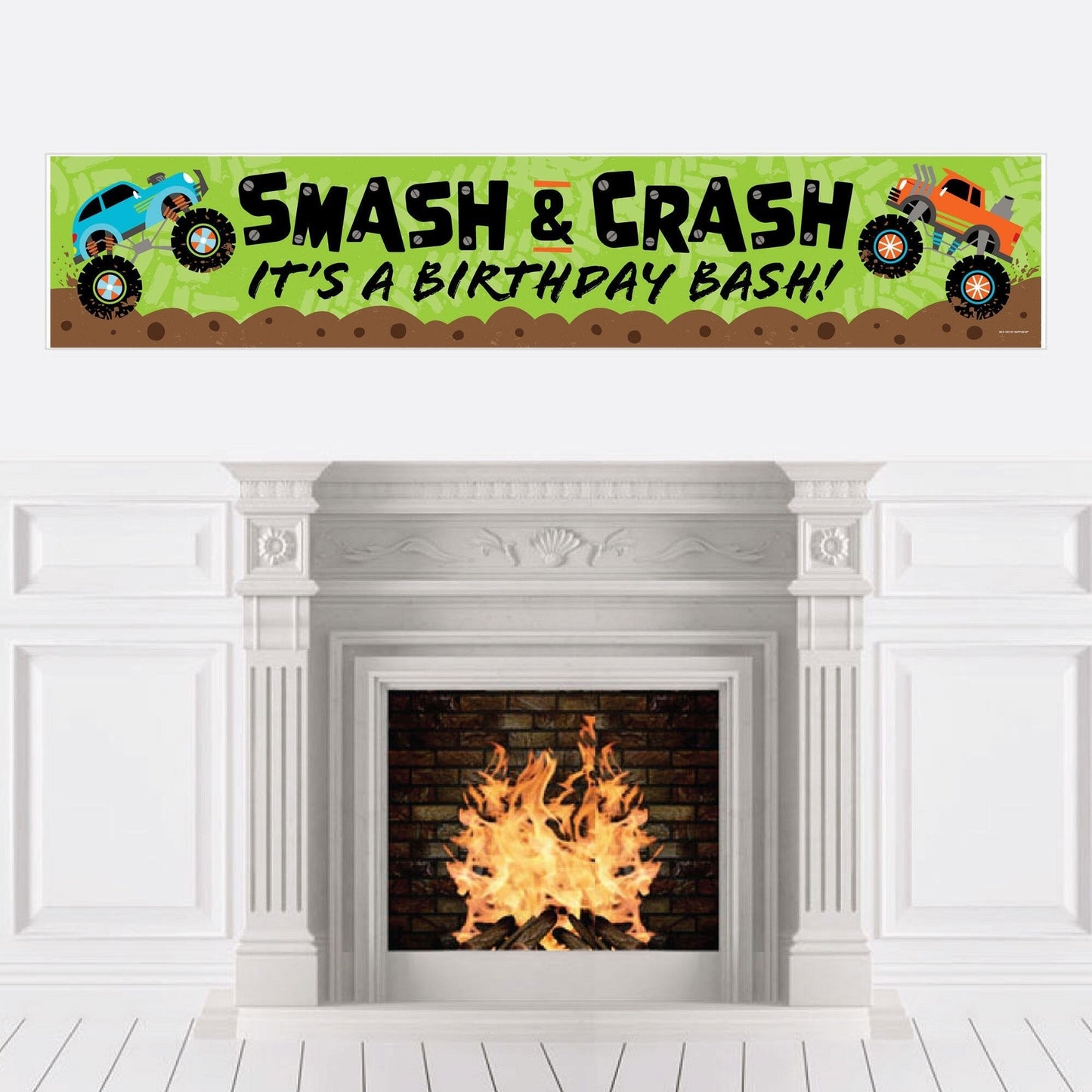 Smash and Crash - Monster Truck - Happy Birthday Boy Birthday Party Decorations Party Banner