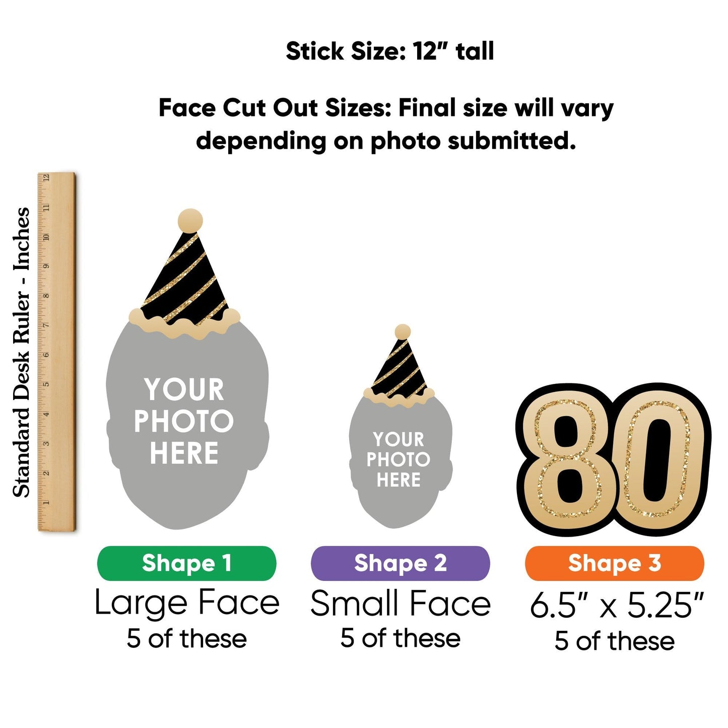 Custom Photo 80th Birthday Table Toppers - 15 Ct